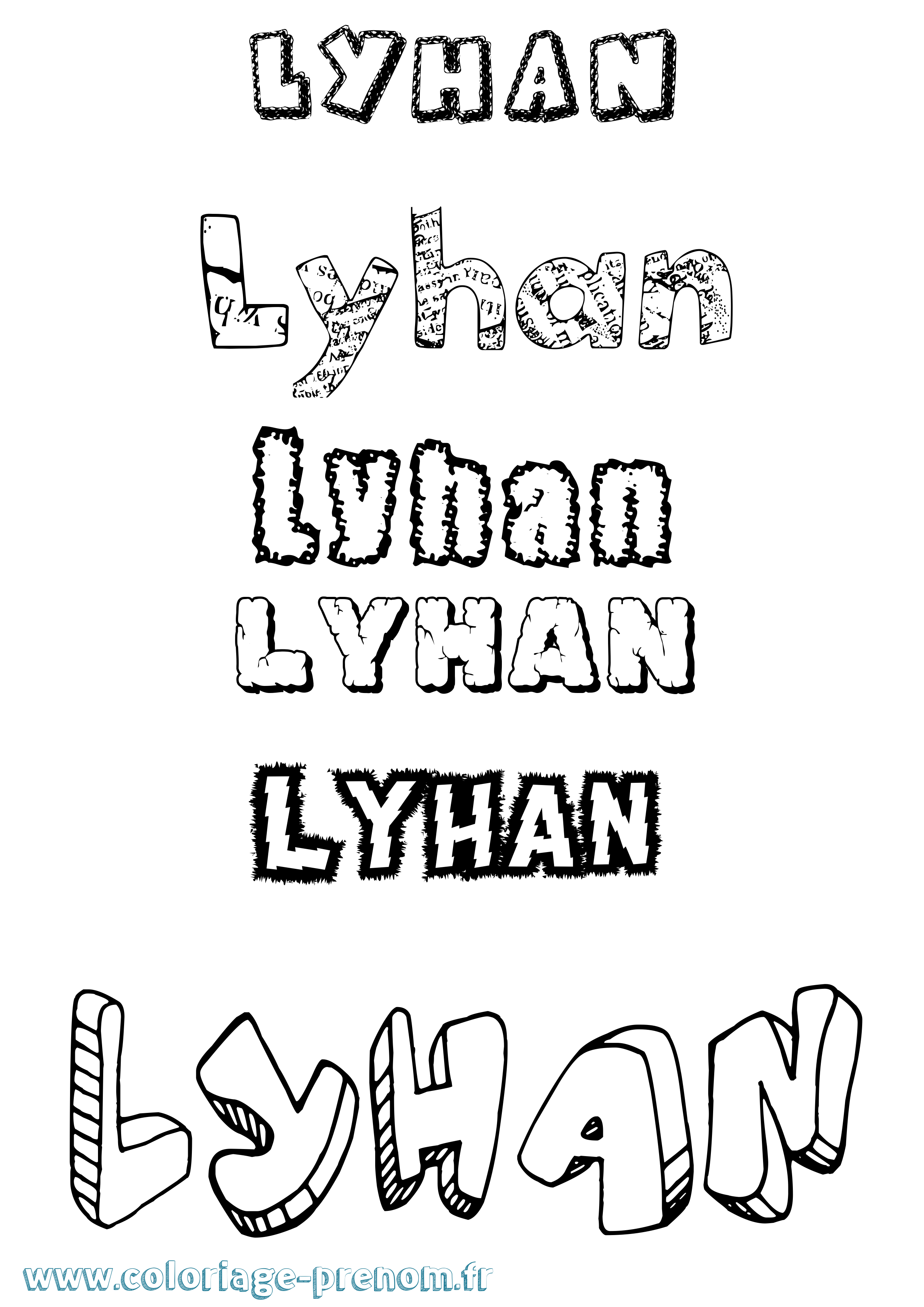Coloriage prénom Lyhan Destructuré