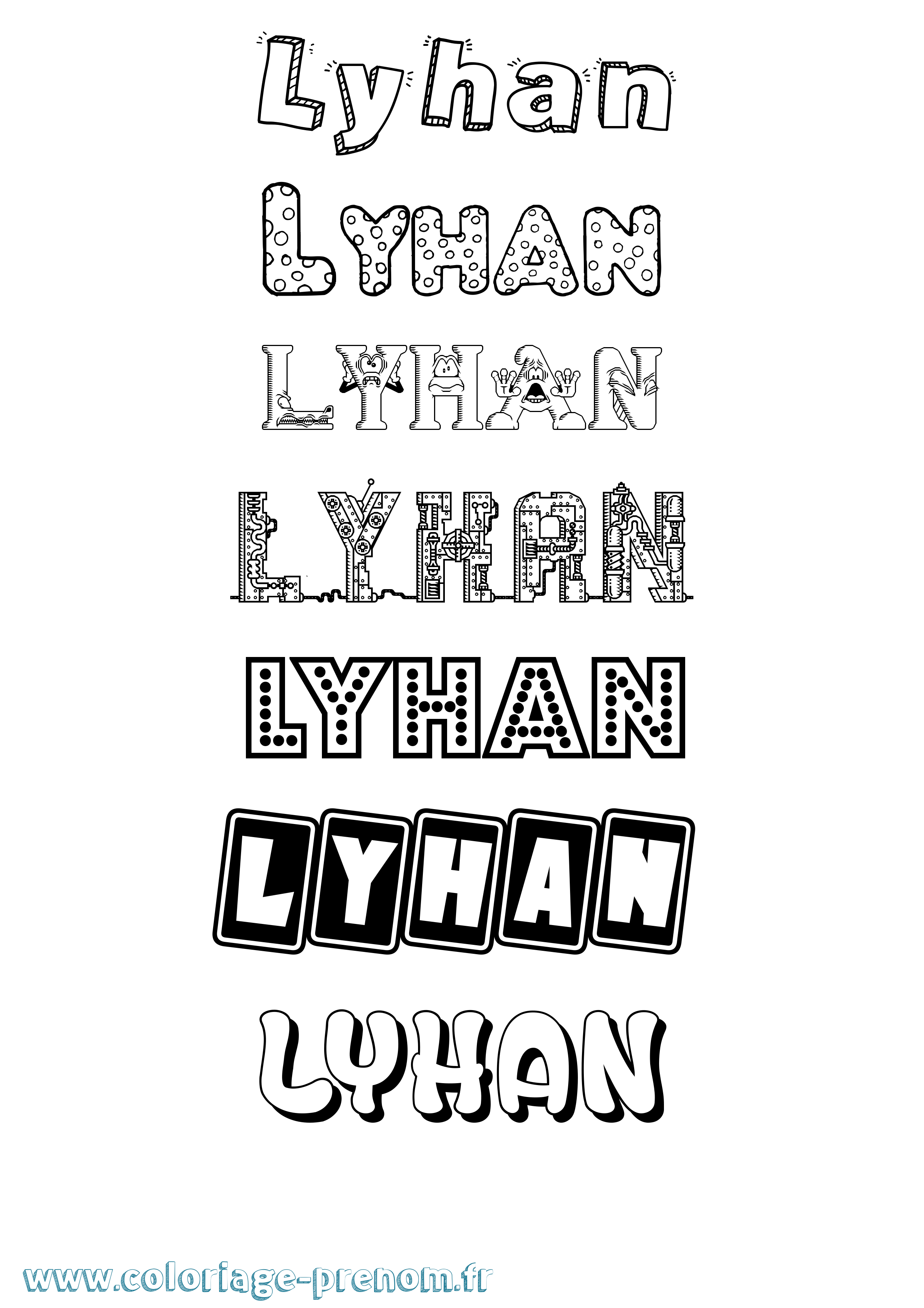 Coloriage prénom Lyhan Fun