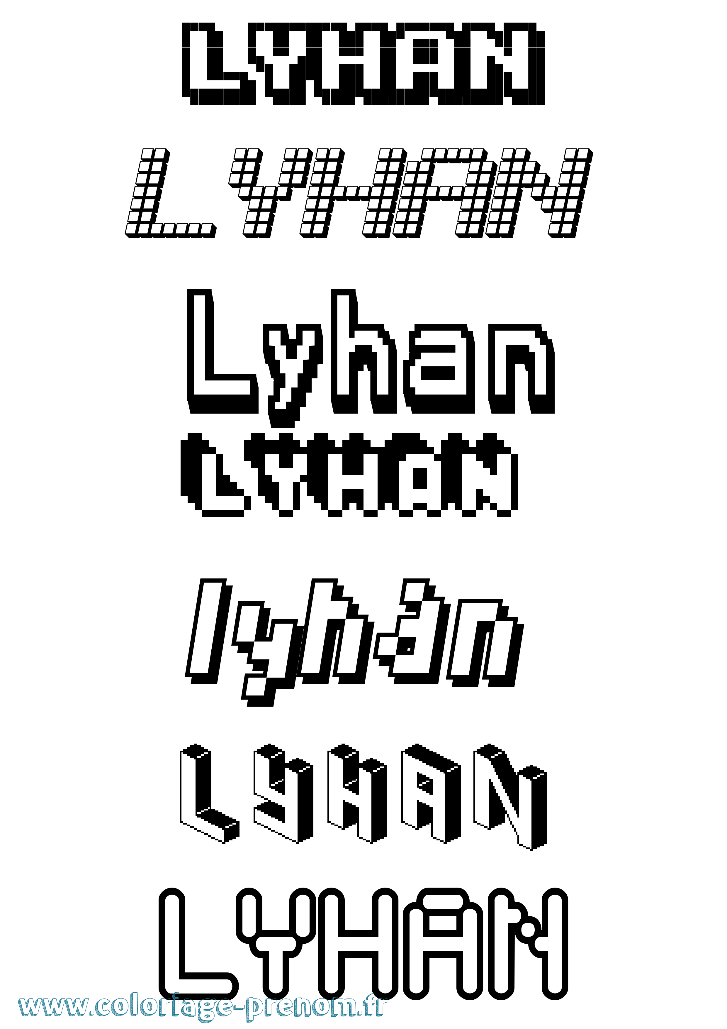 Coloriage prénom Lyhan Pixel