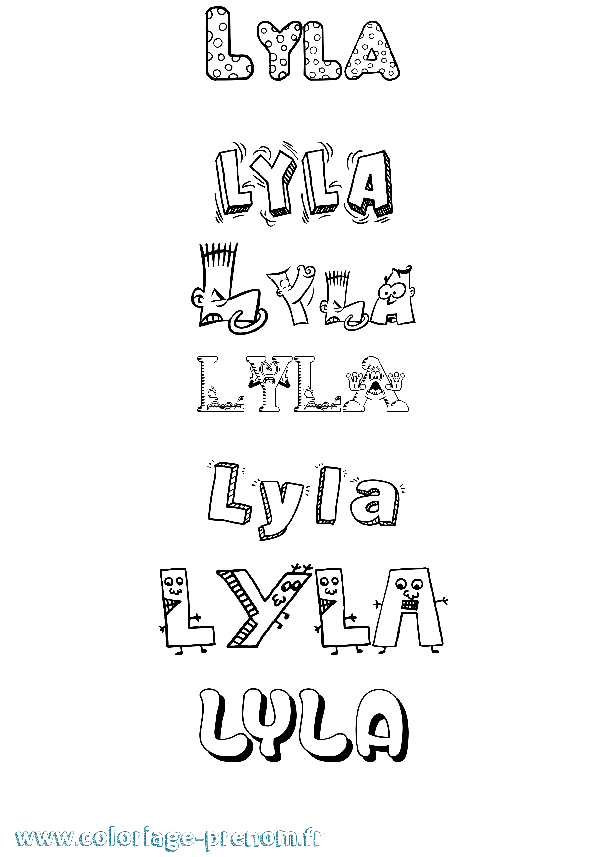 Coloriage prénom Lyla