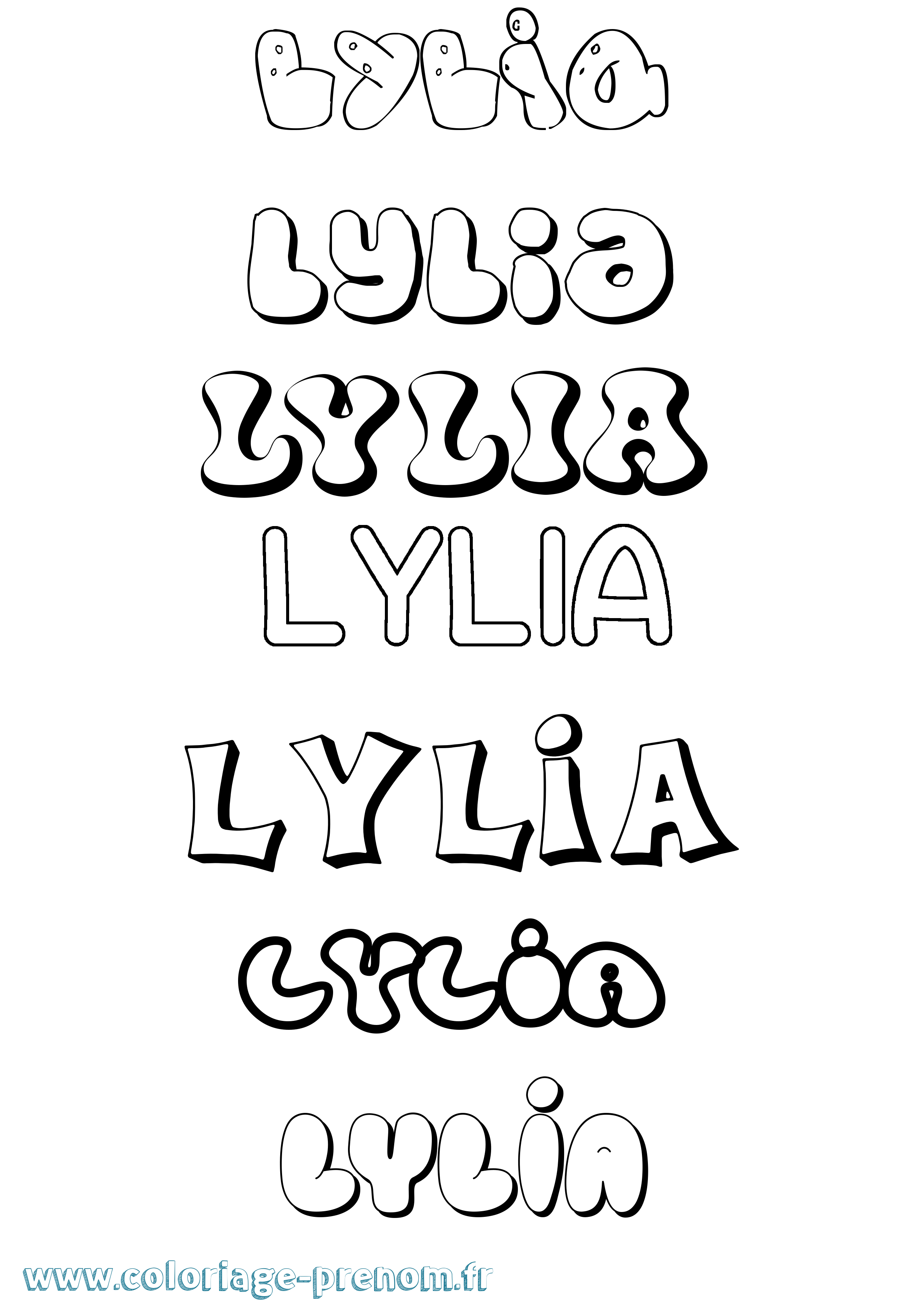 Coloriage prénom Lylia