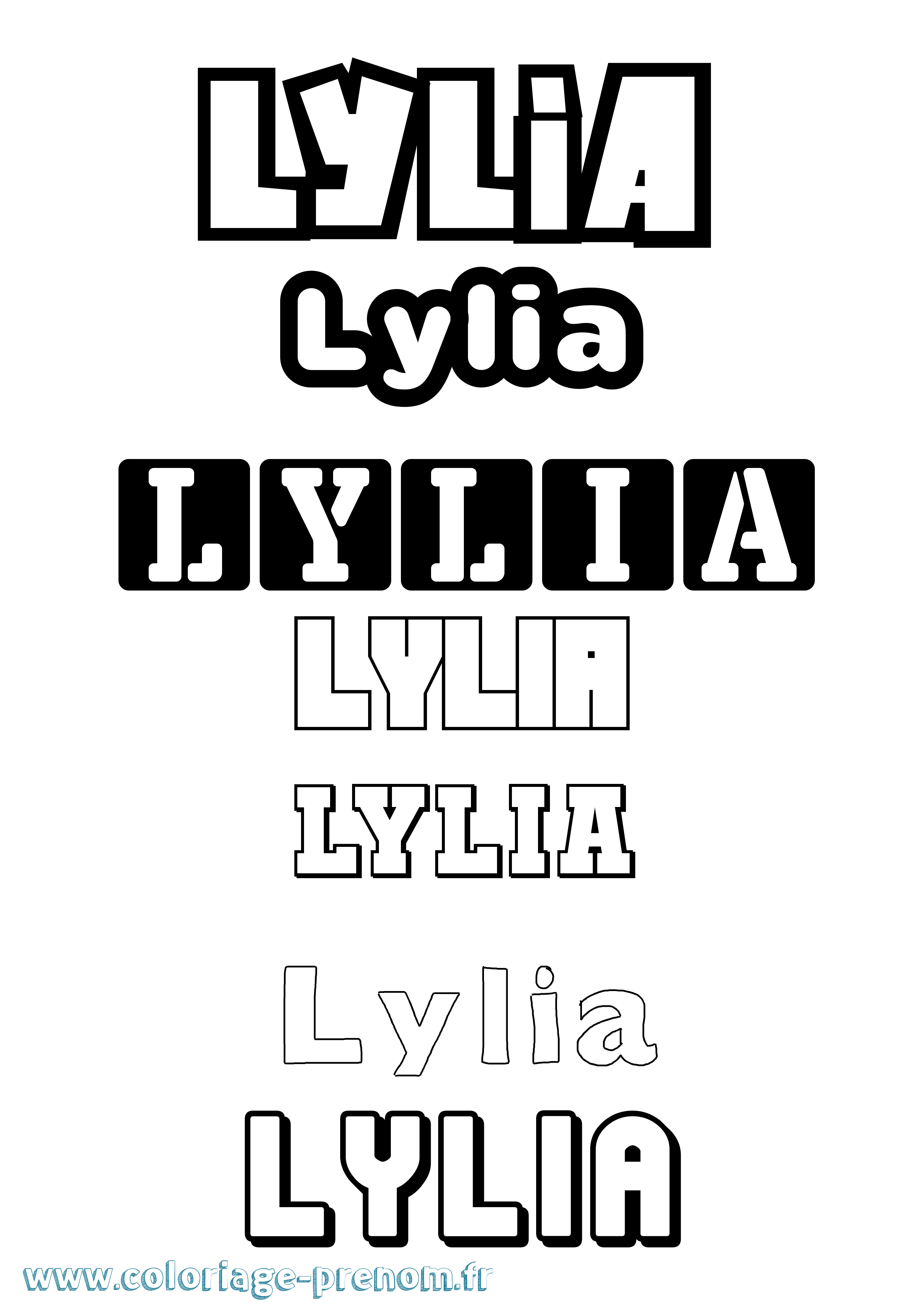Coloriage prénom Lylia