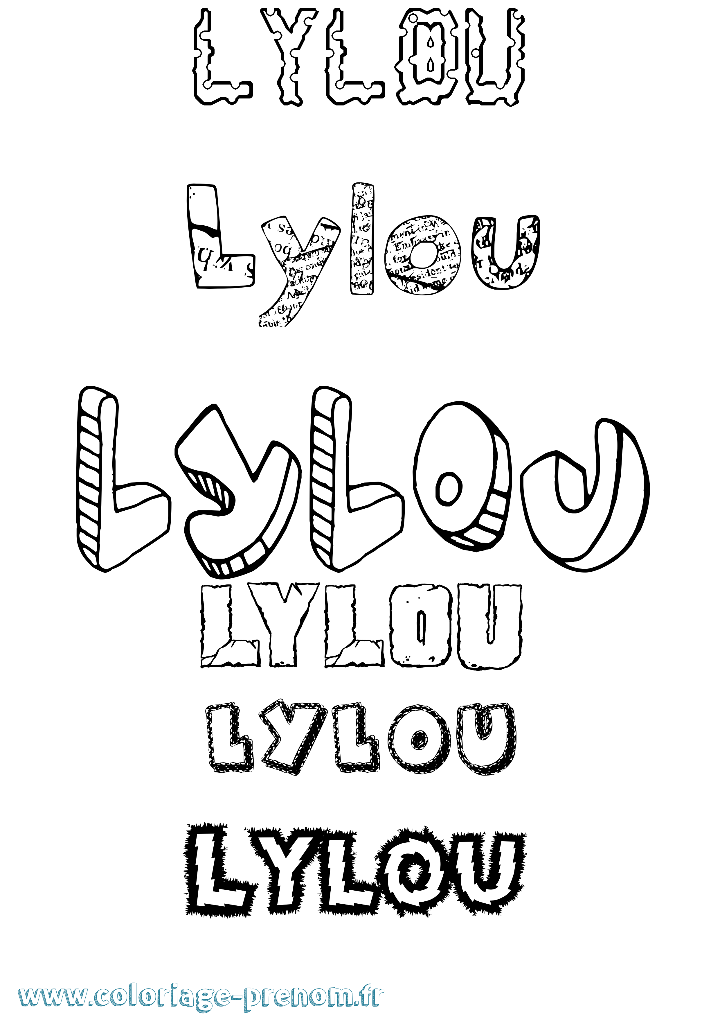 Coloriage prénom Lylou Destructuré