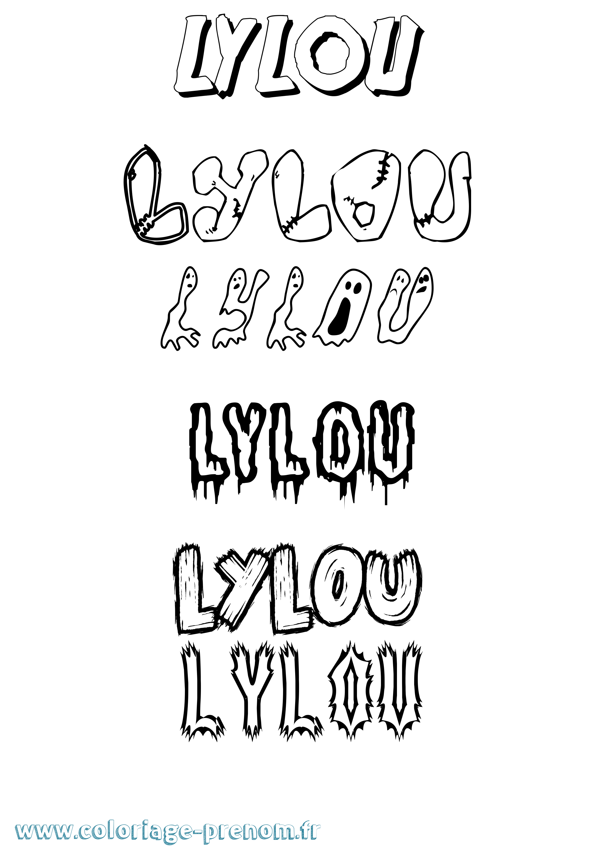 Coloriage prénom Lylou Frisson