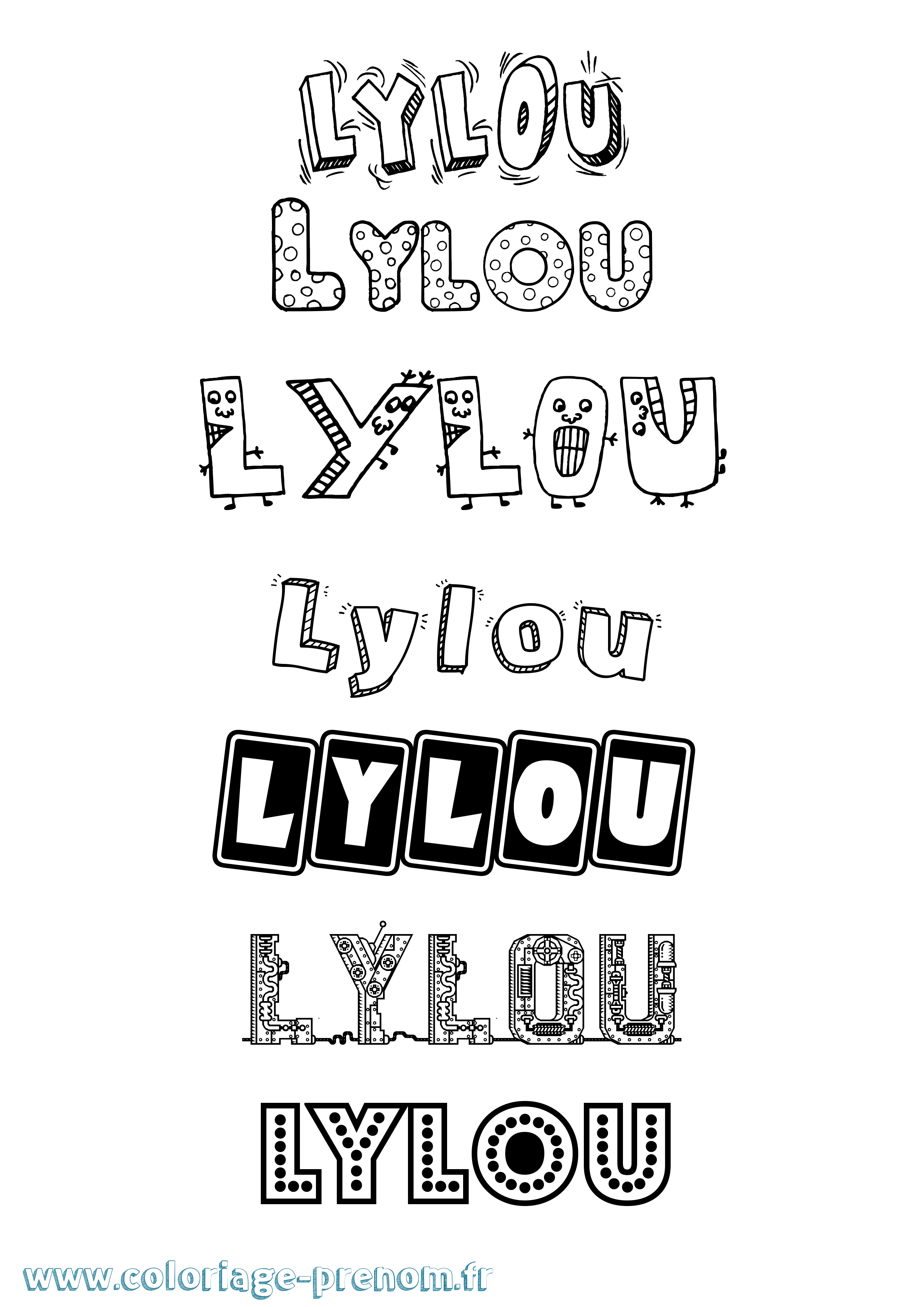 Coloriage prénom Lylou Fun