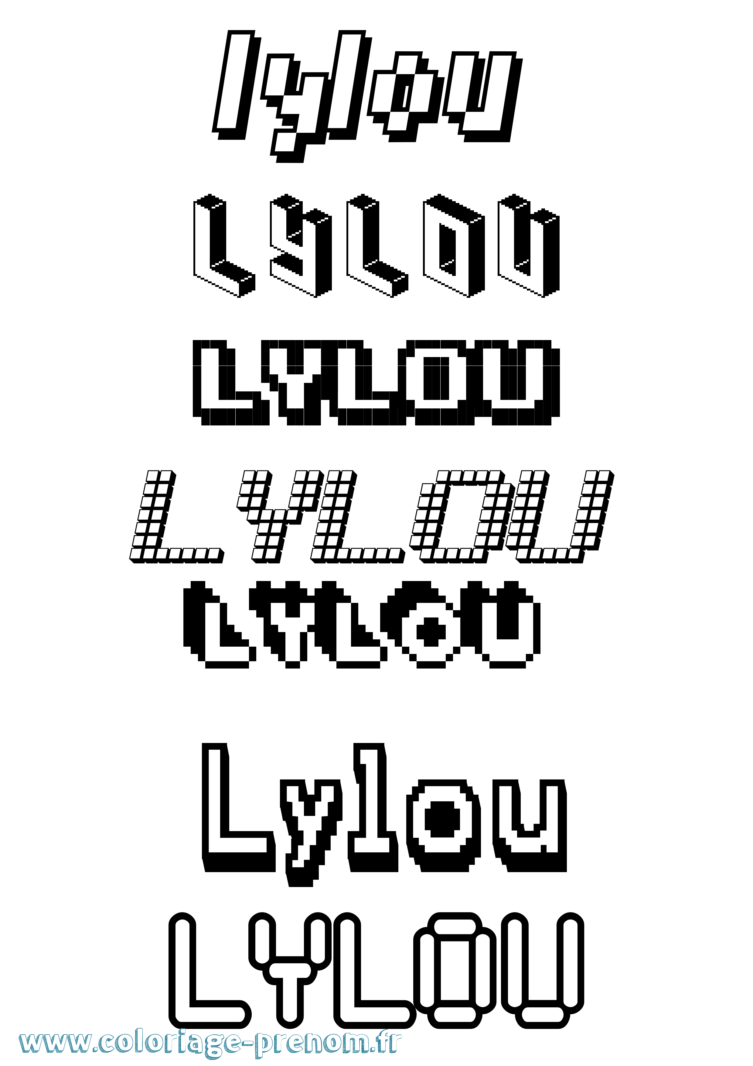 Coloriage prénom Lylou Pixel