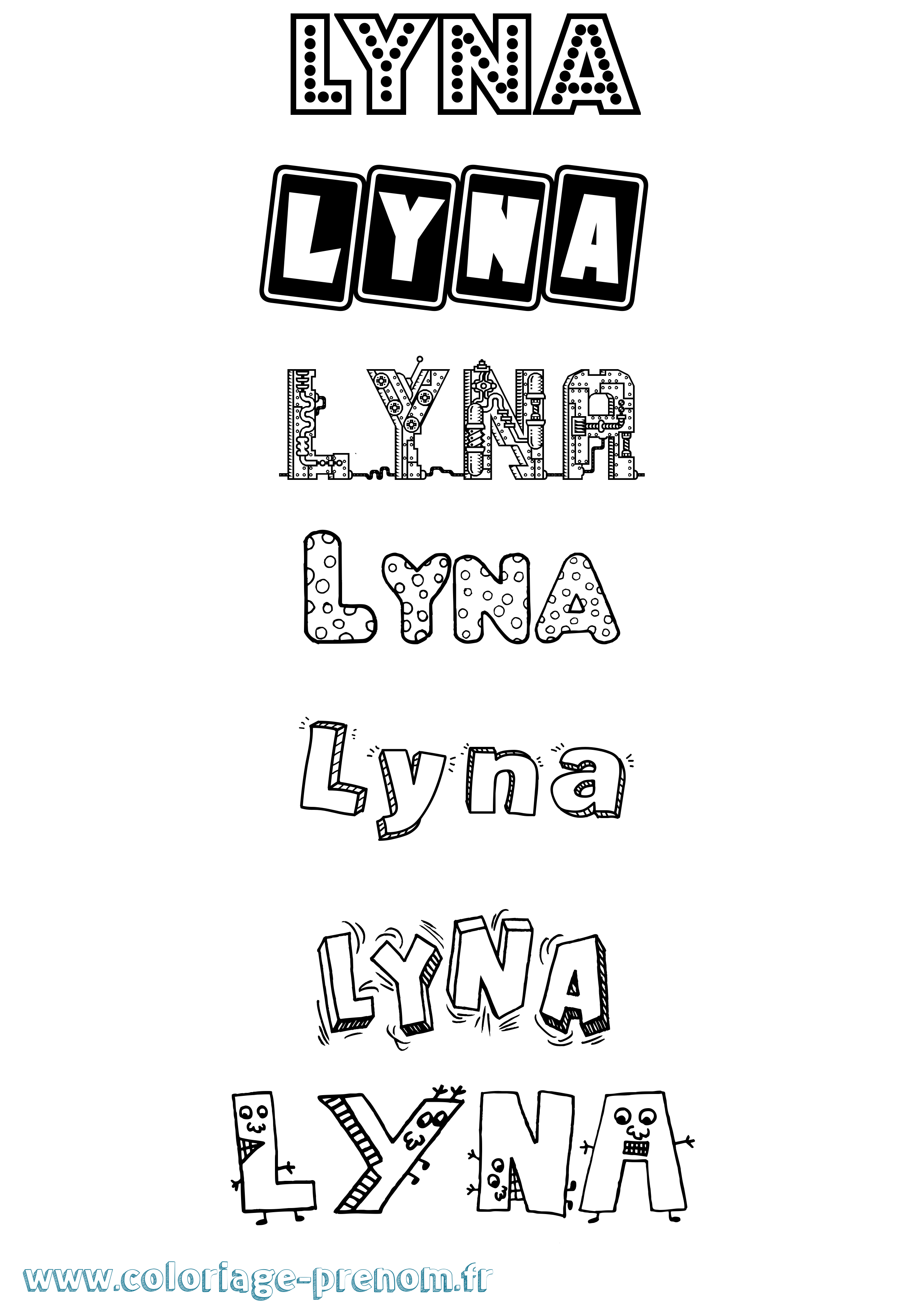 Coloriage prénom Lyna