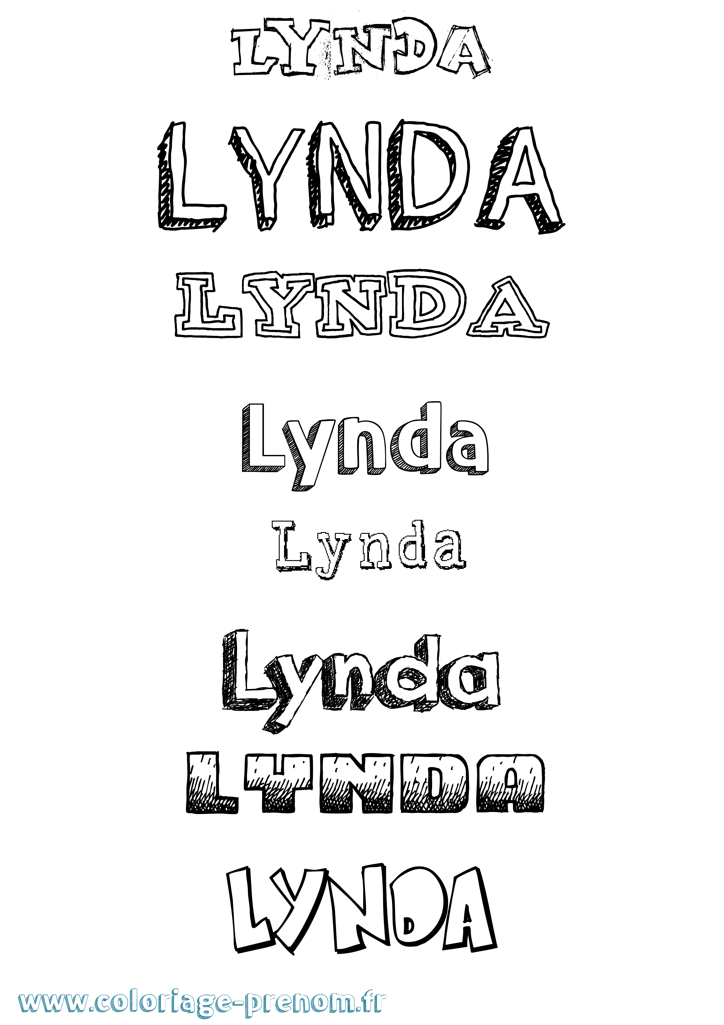 Coloriage prénom Lynda Dessiné
