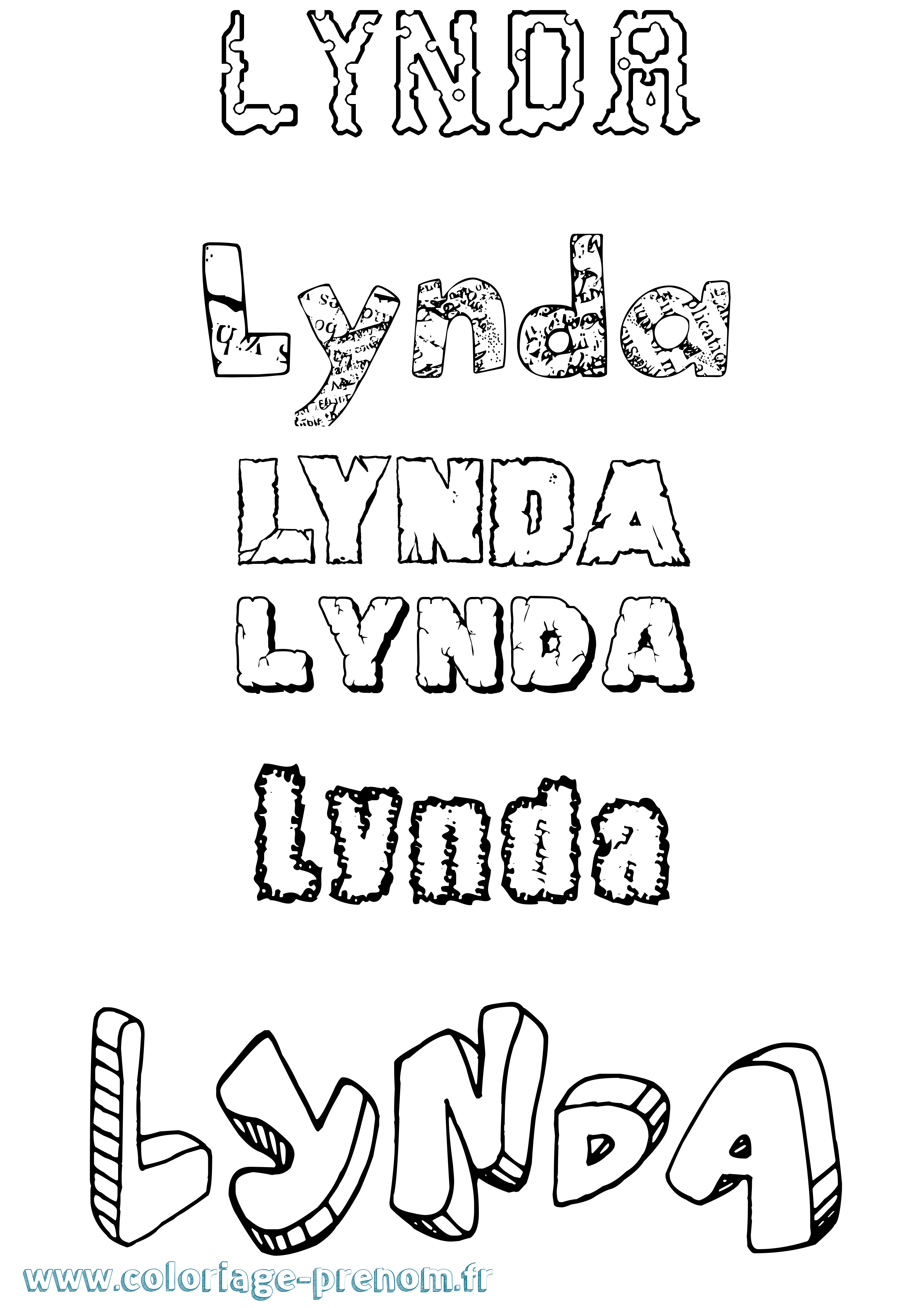 Coloriage prénom Lynda Destructuré