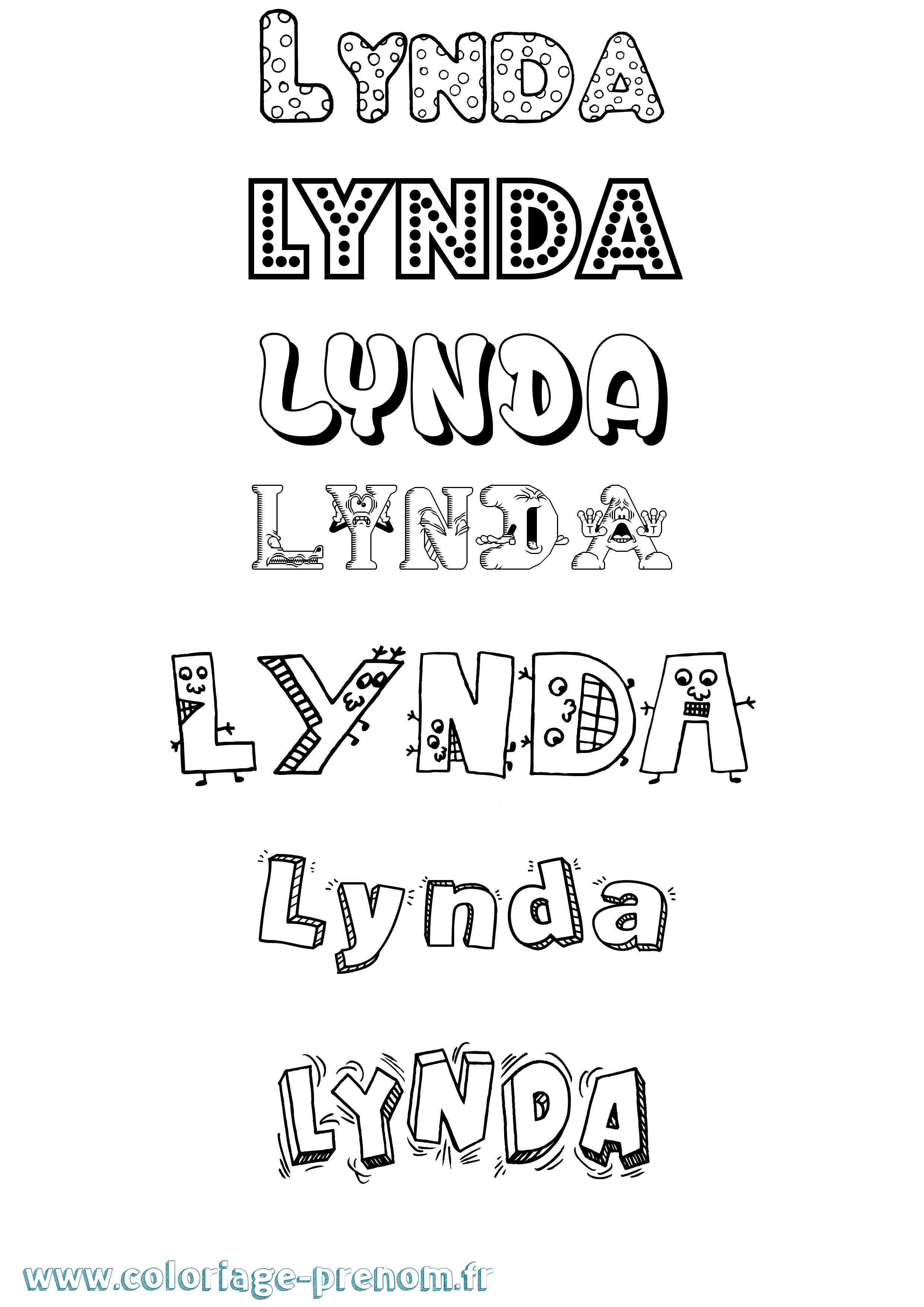 Coloriage prénom Lynda Fun