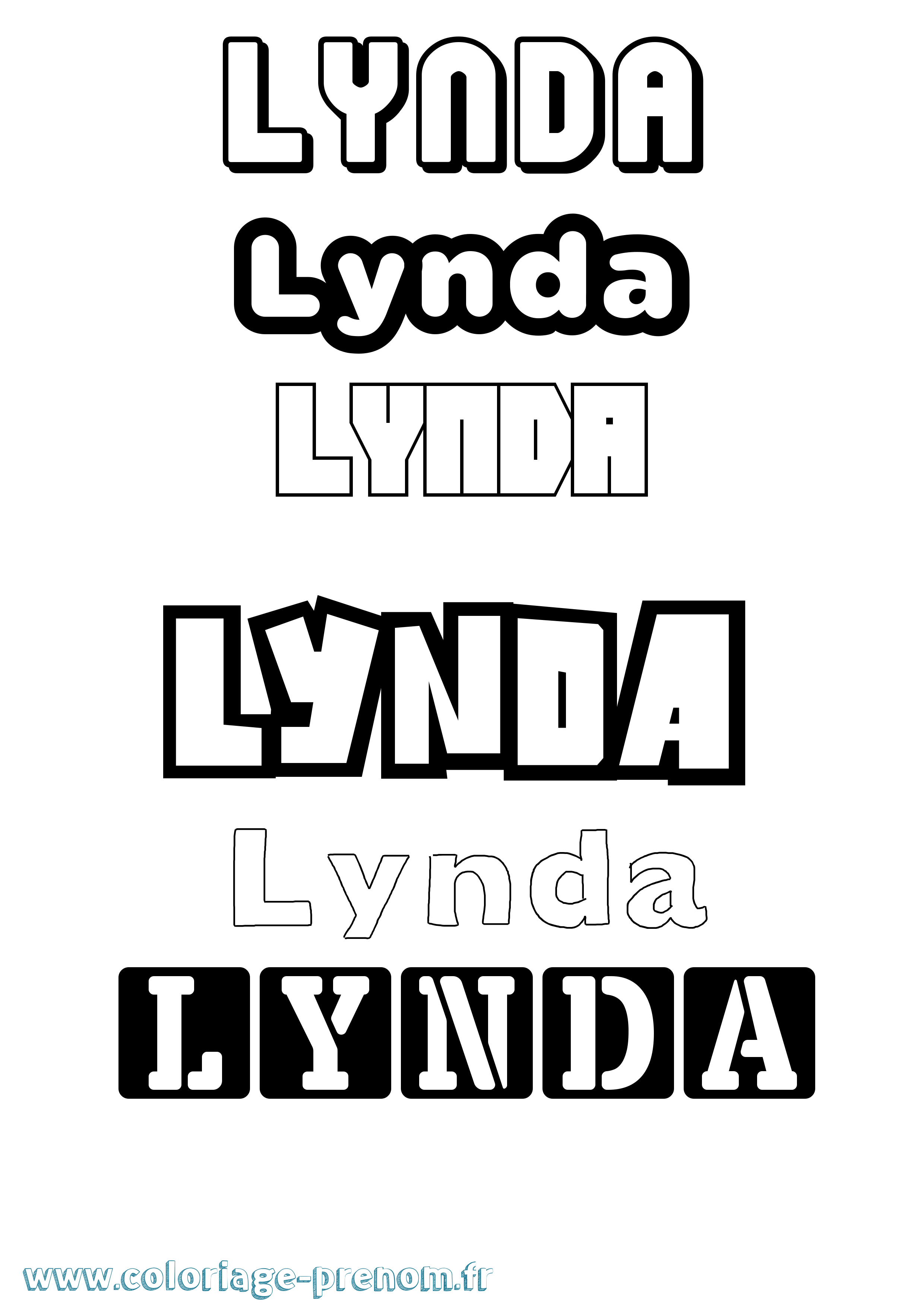 Coloriage prénom Lynda Simple