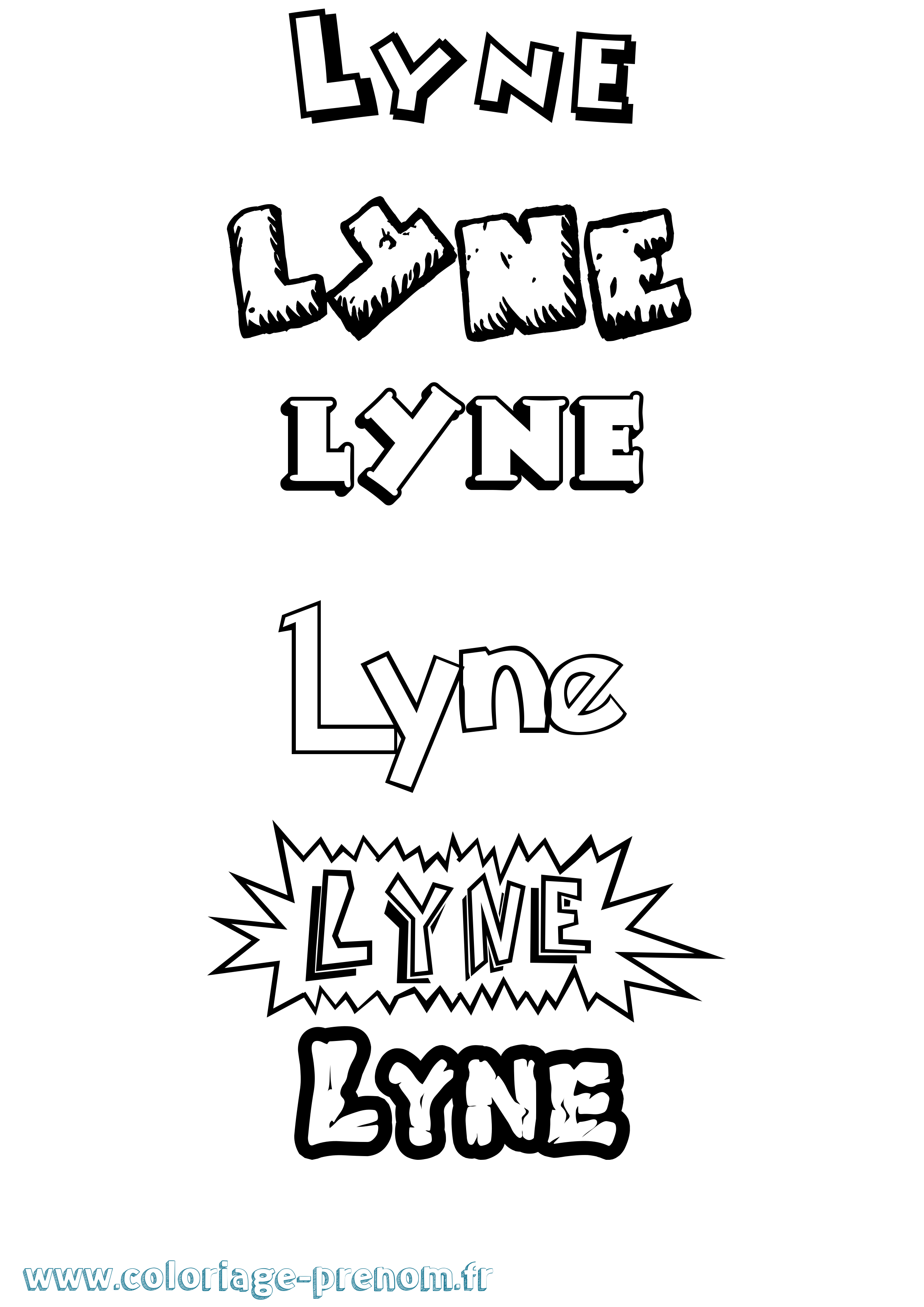 Coloriage prénom Lyne