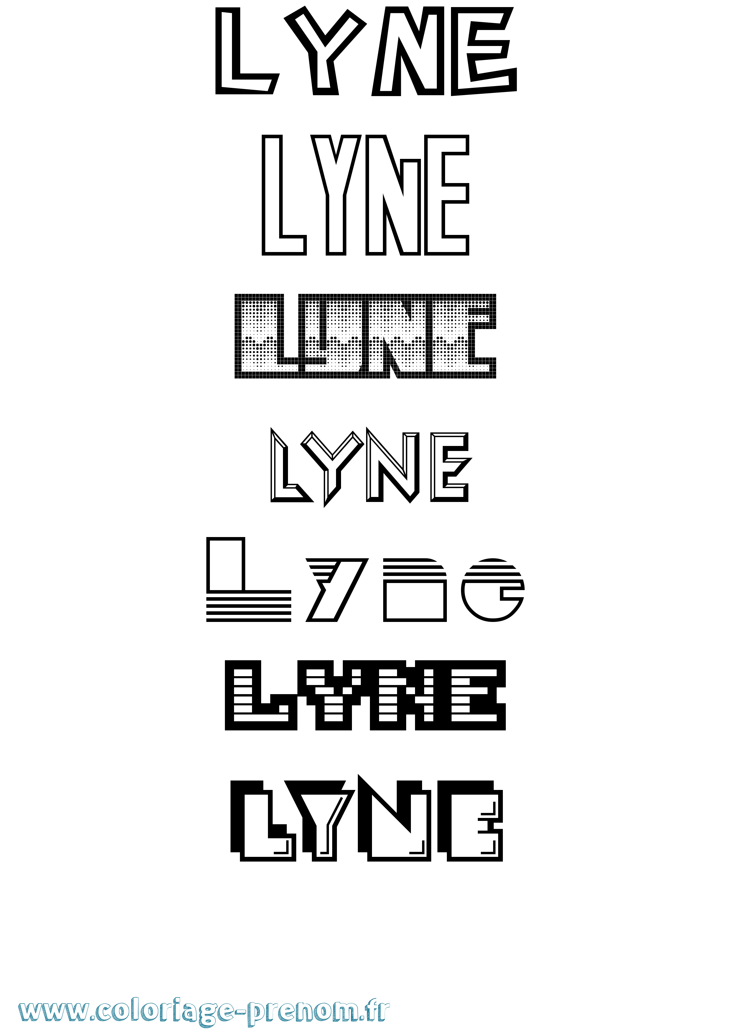 Coloriage prénom Lyne