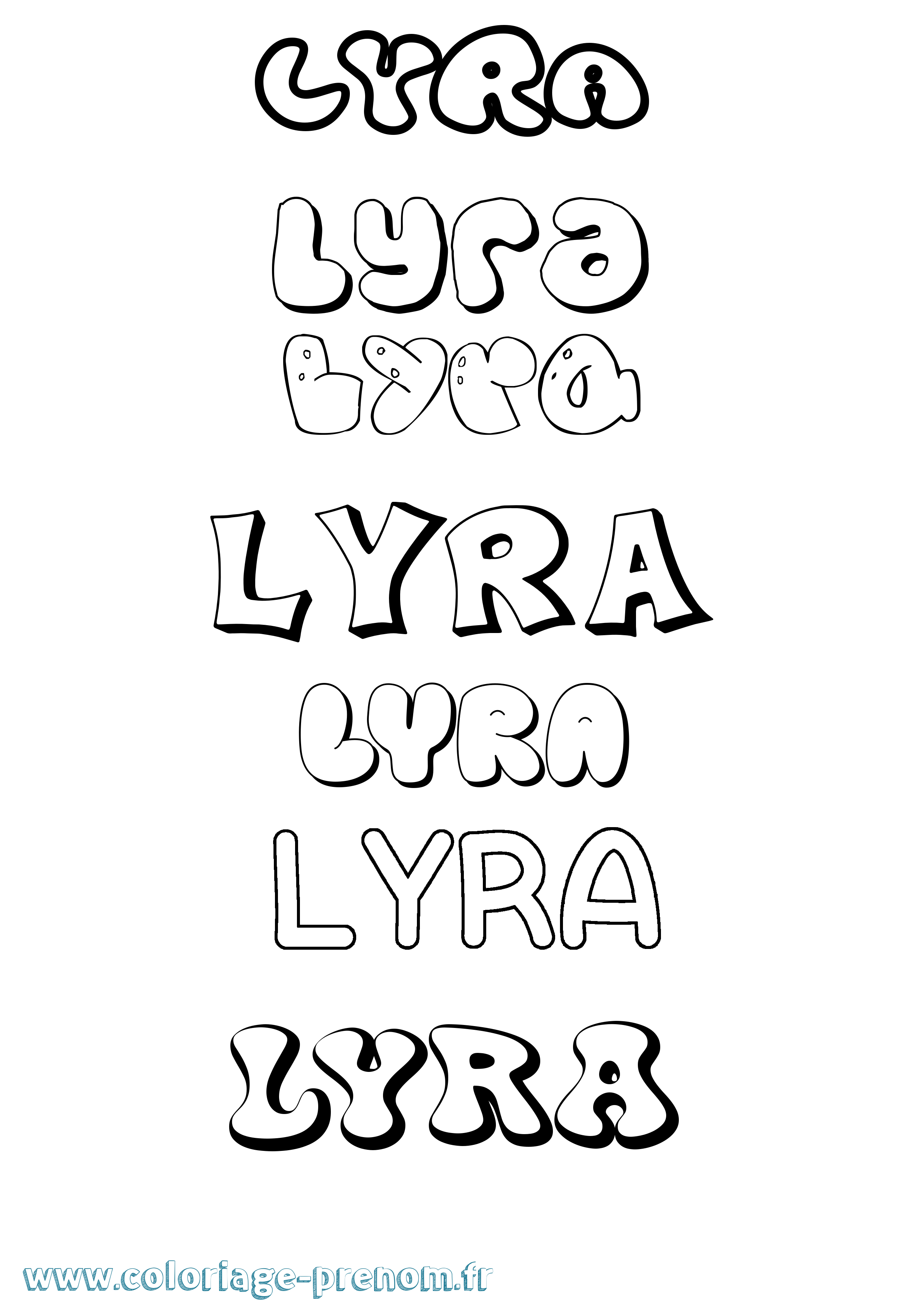 Coloriage prénom Lyra Bubble