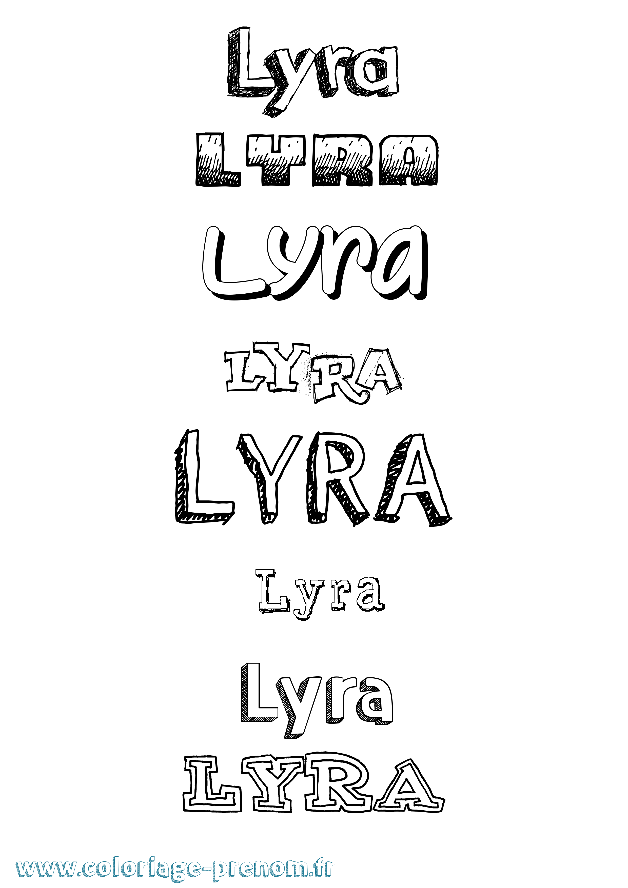 Coloriage prénom Lyra Dessiné