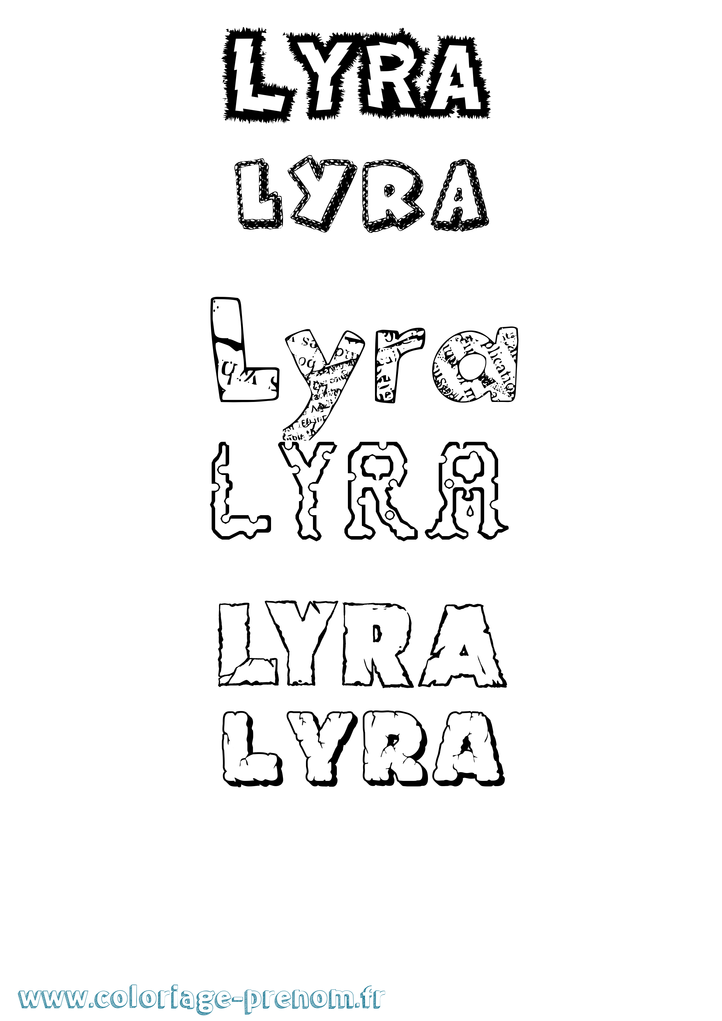 Coloriage prénom Lyra Destructuré