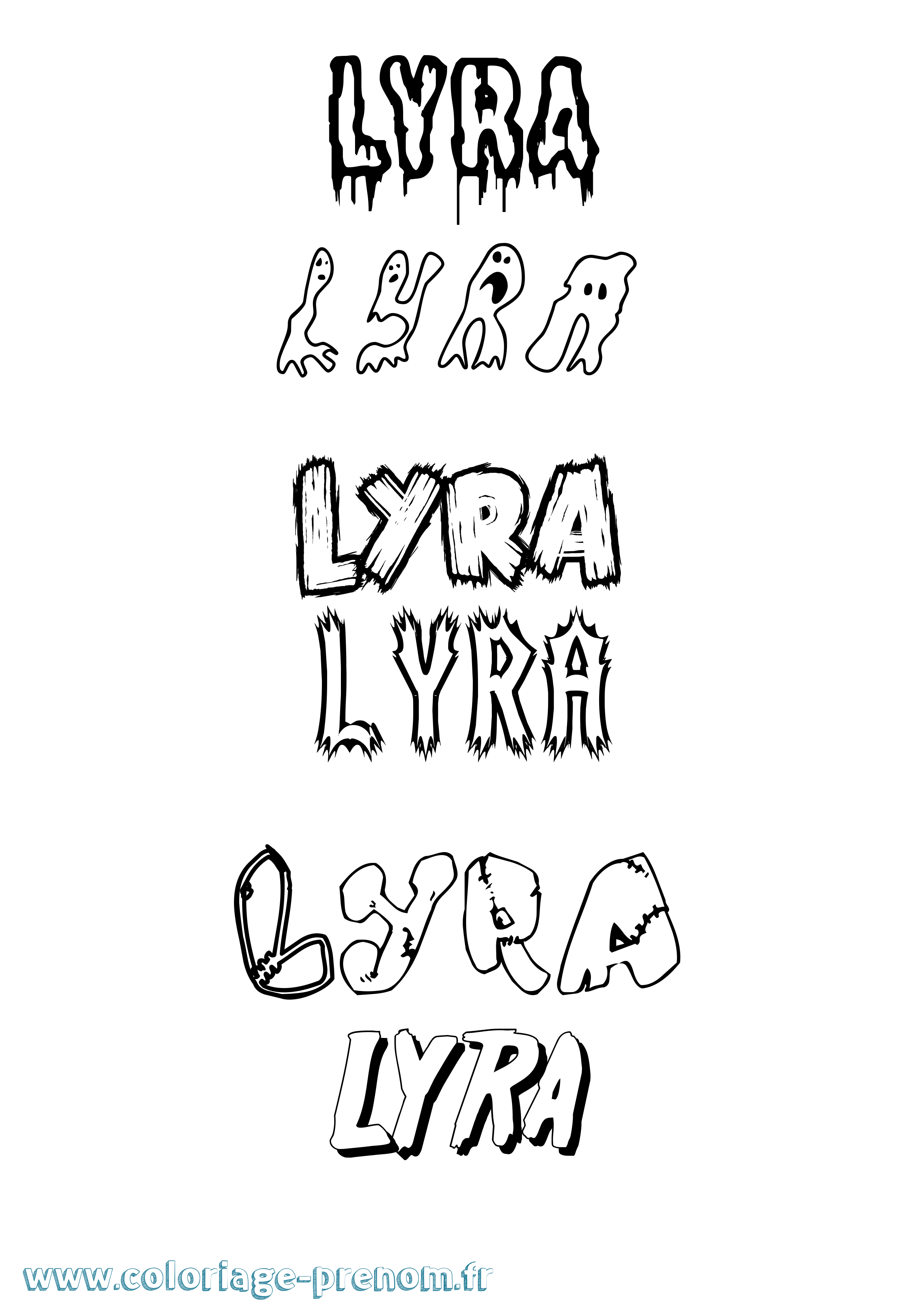 Coloriage prénom Lyra Frisson