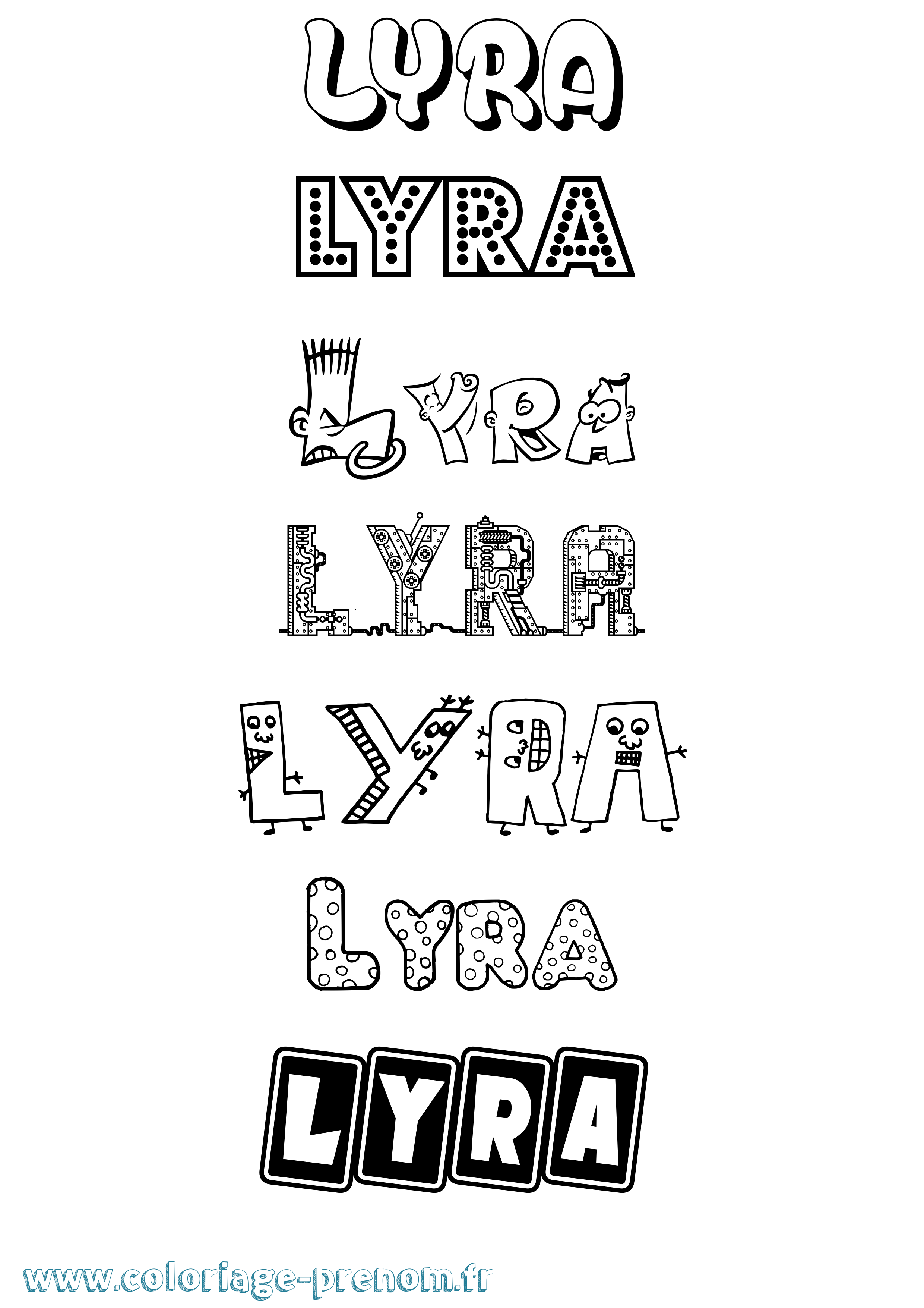 Coloriage prénom Lyra Fun