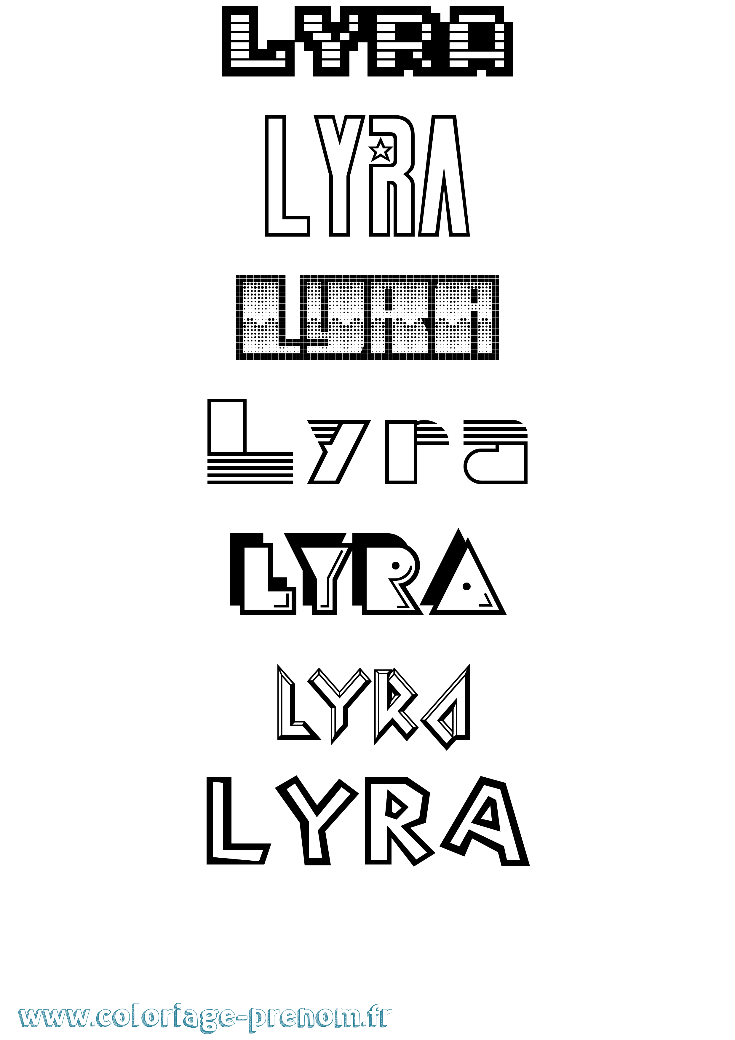 Coloriage prénom Lyra Jeux Vidéos