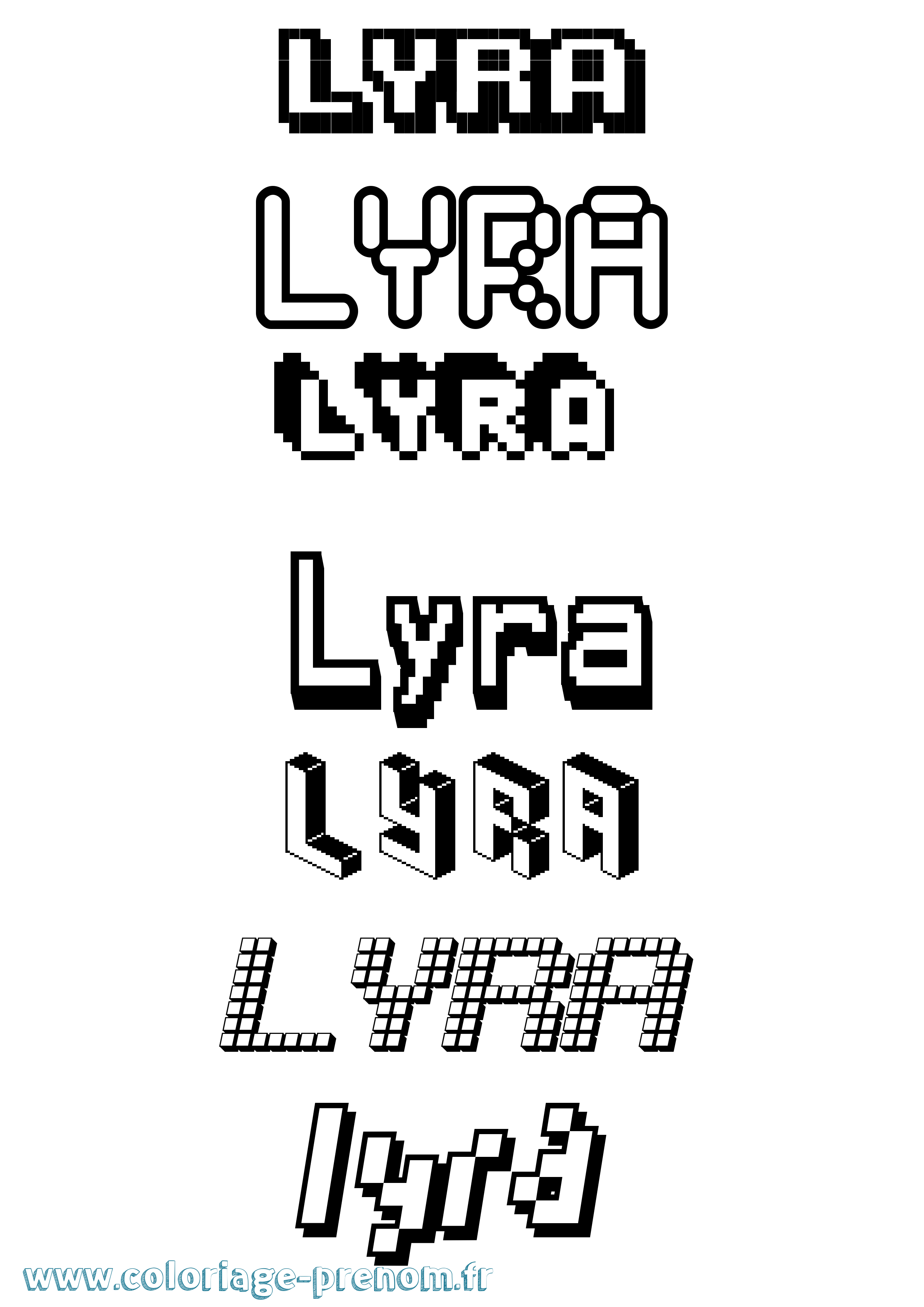 Coloriage prénom Lyra Pixel