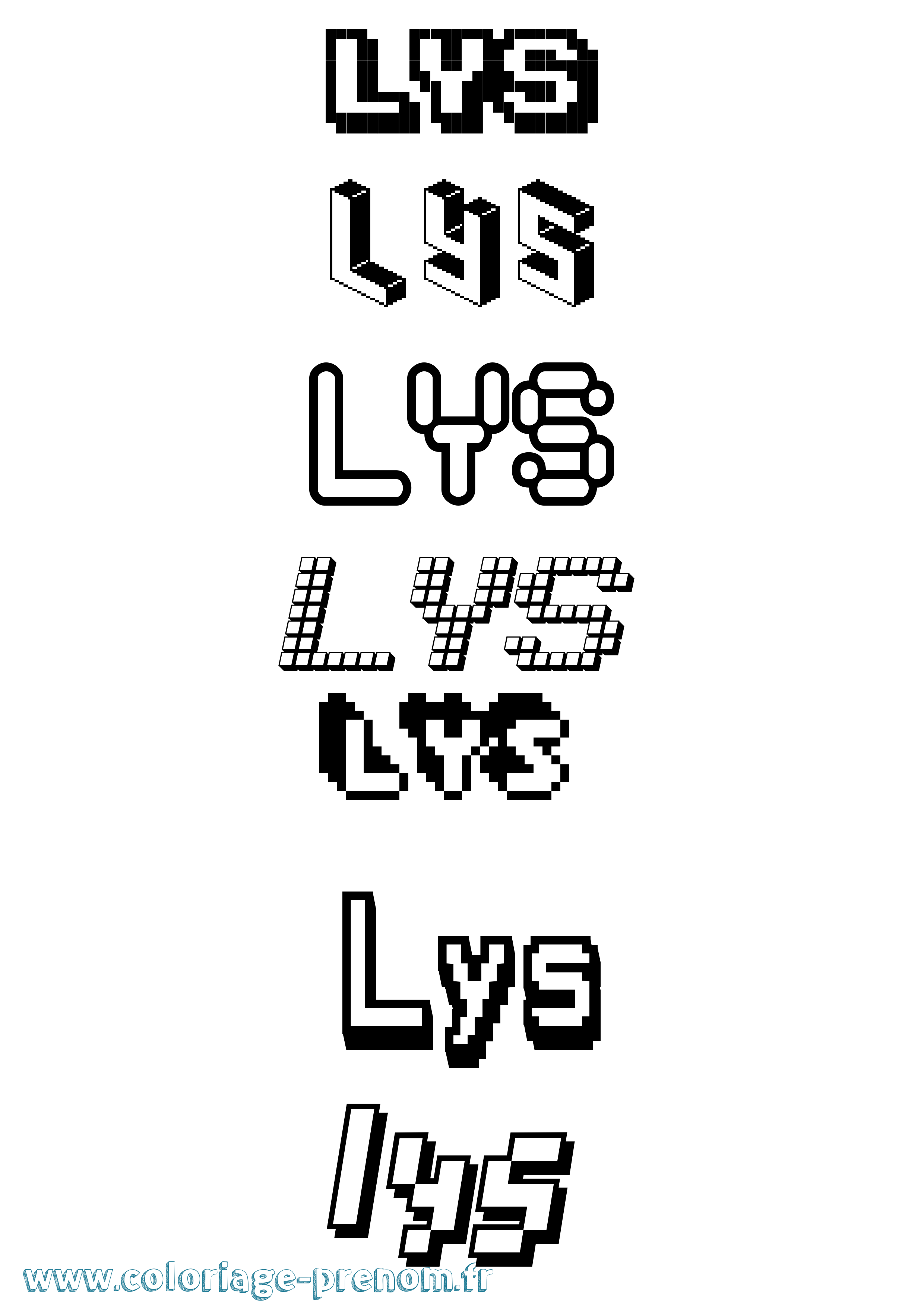 Coloriage prénom Lys Pixel