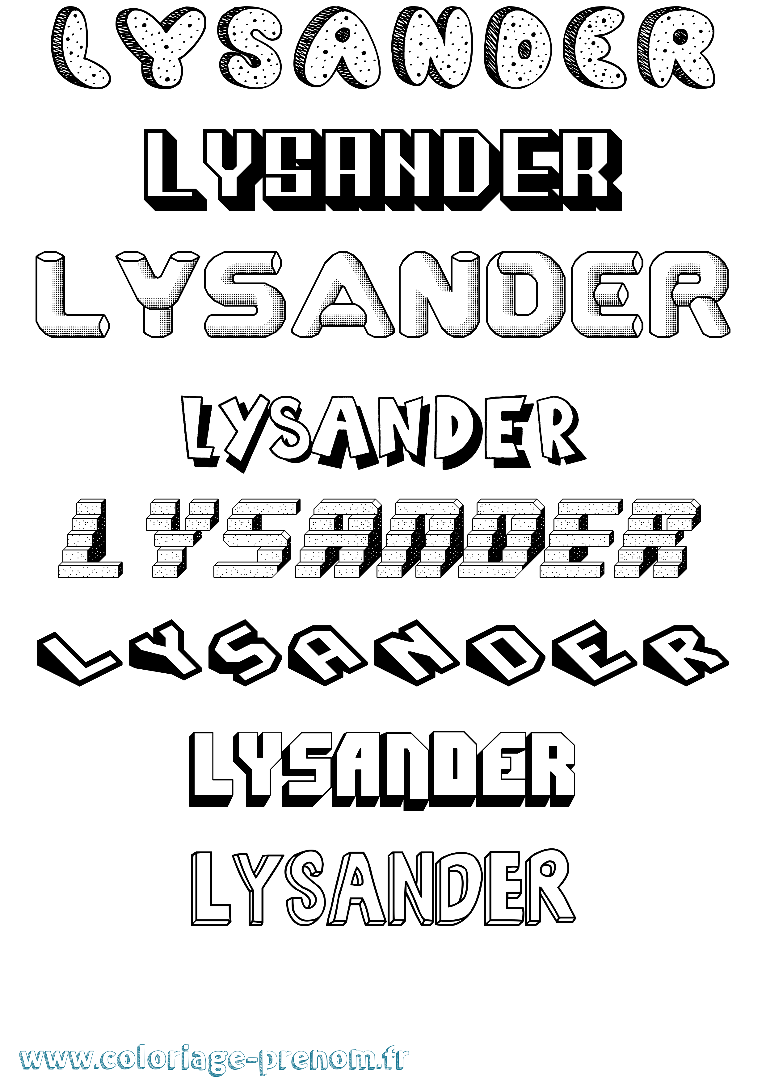 Coloriage prénom Lysander Effet 3D