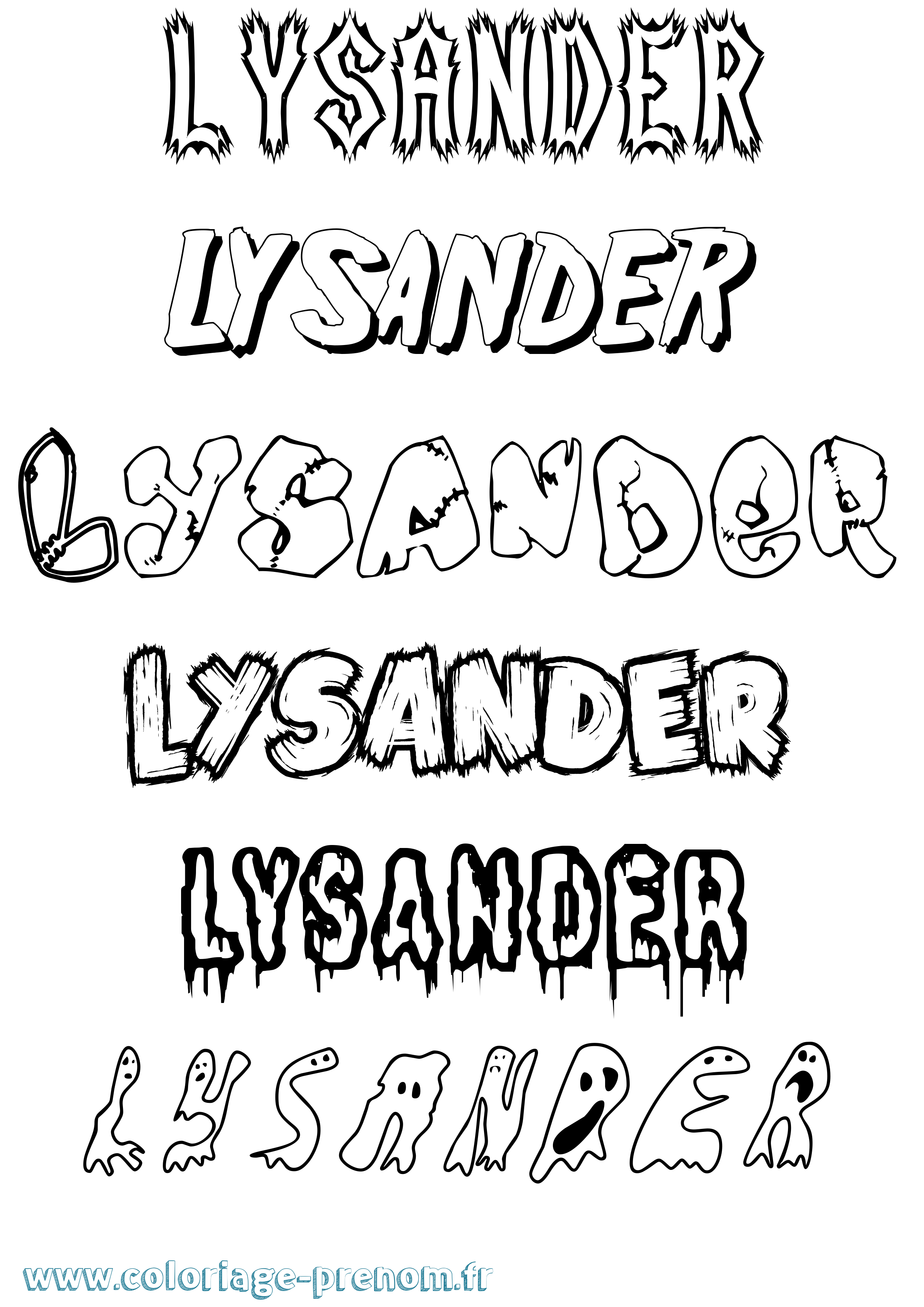 Coloriage prénom Lysander Frisson