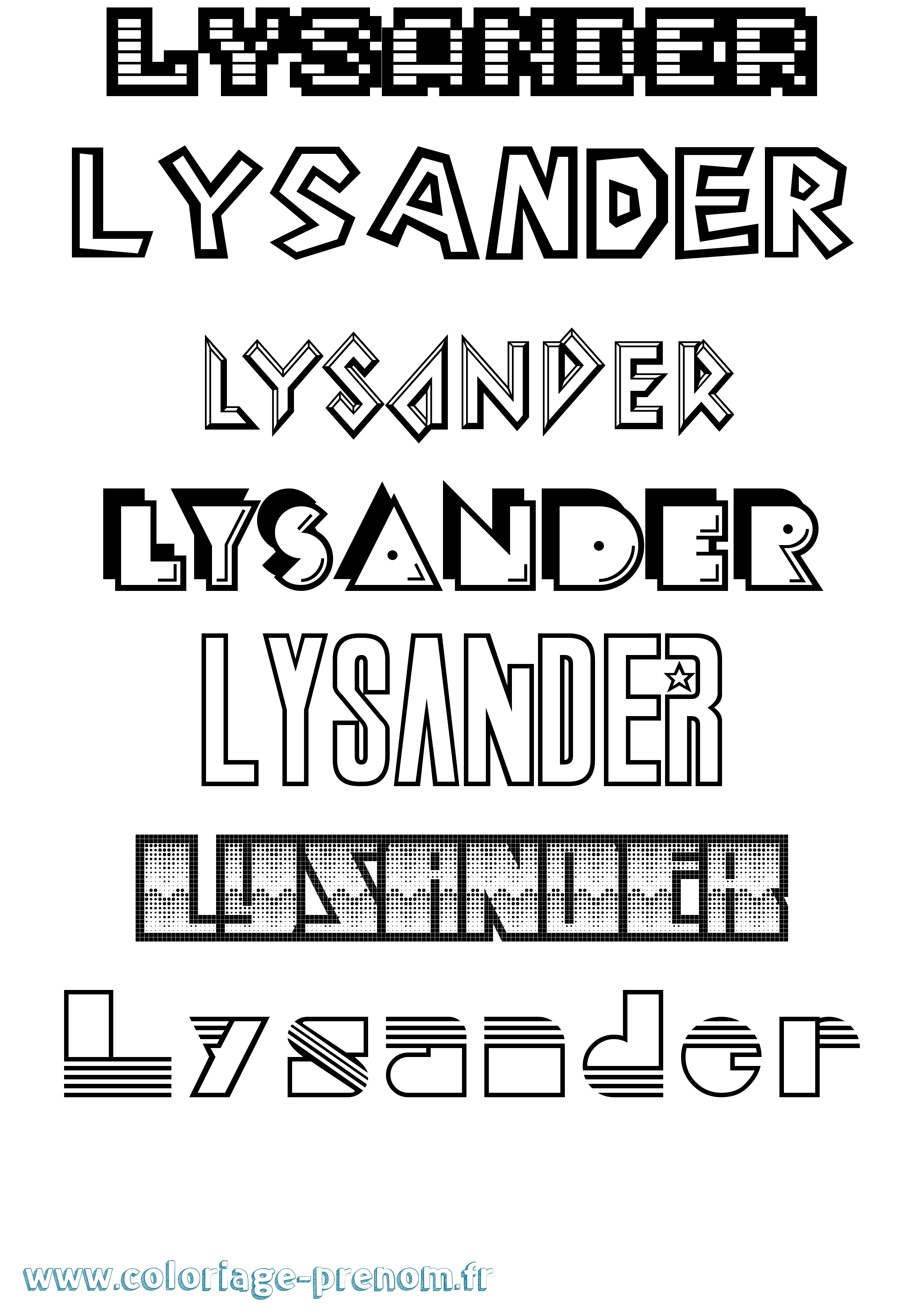 Coloriage prénom Lysander Jeux Vidéos