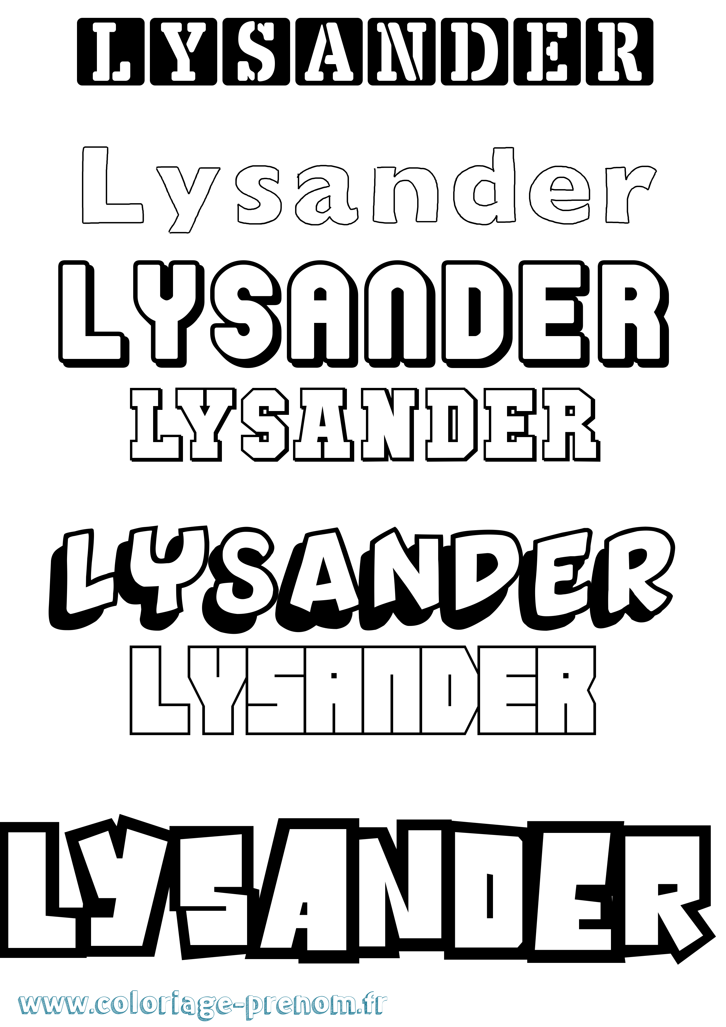 Coloriage prénom Lysander Simple