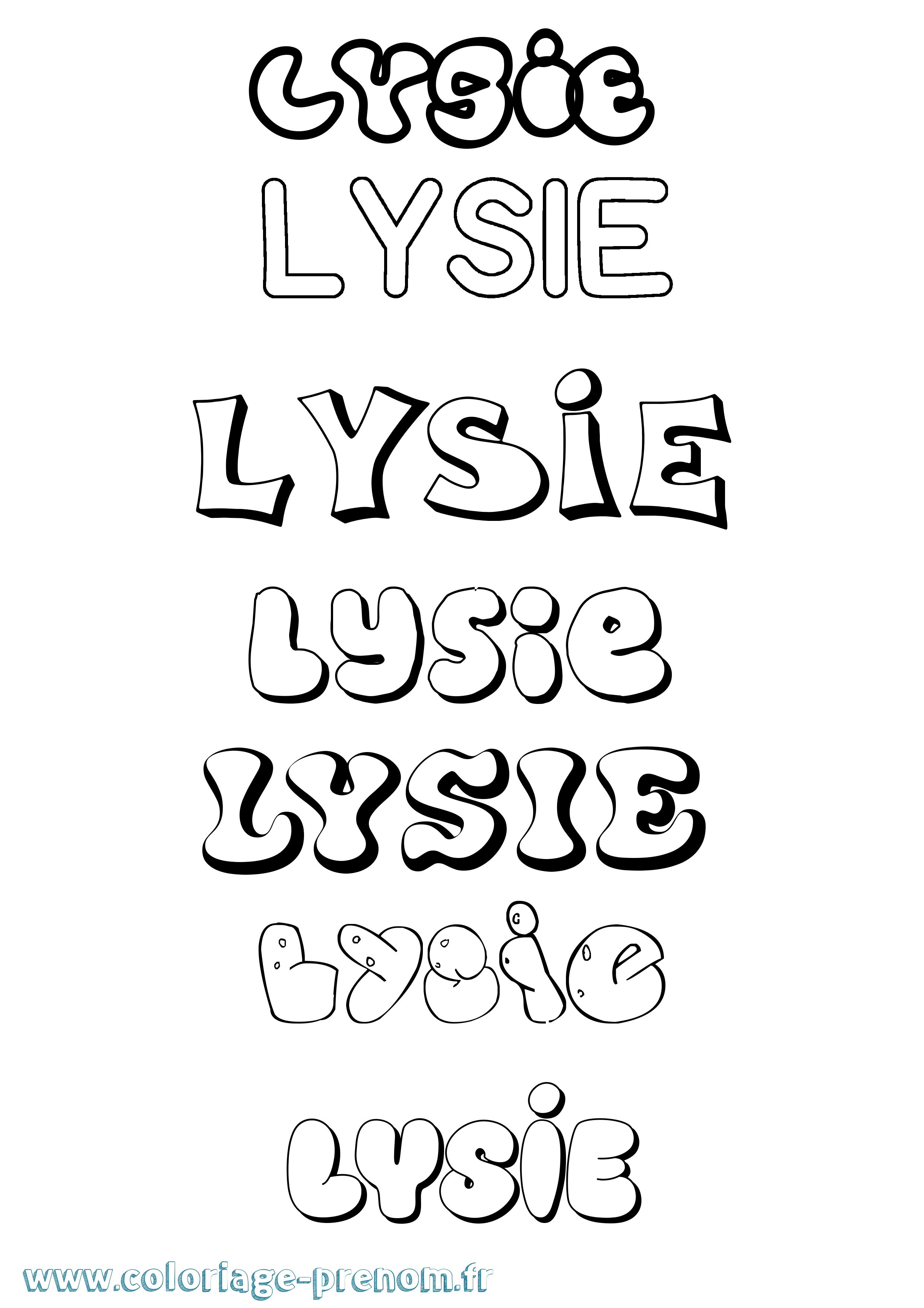 Coloriage prénom Lysie Bubble