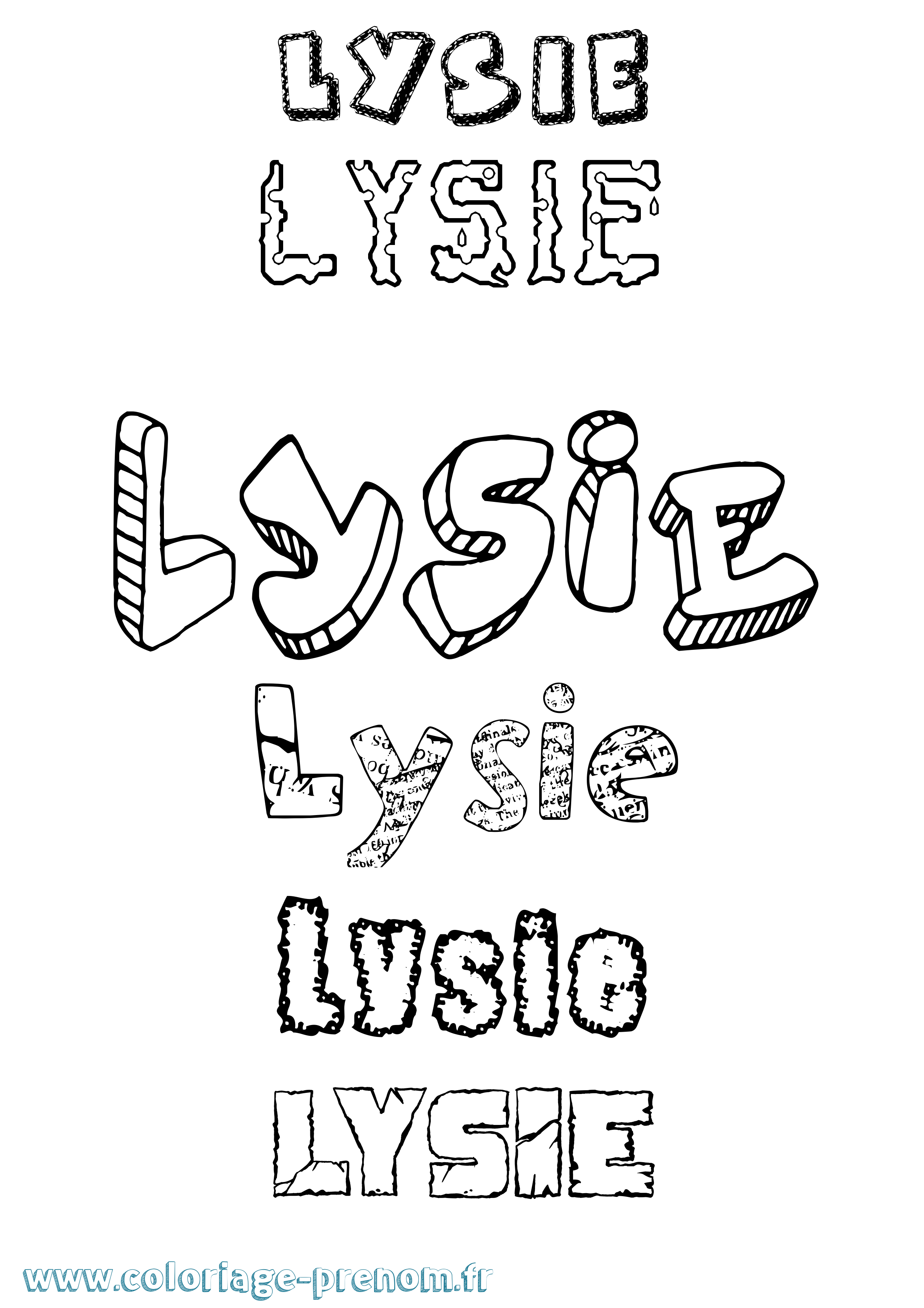Coloriage prénom Lysie Destructuré