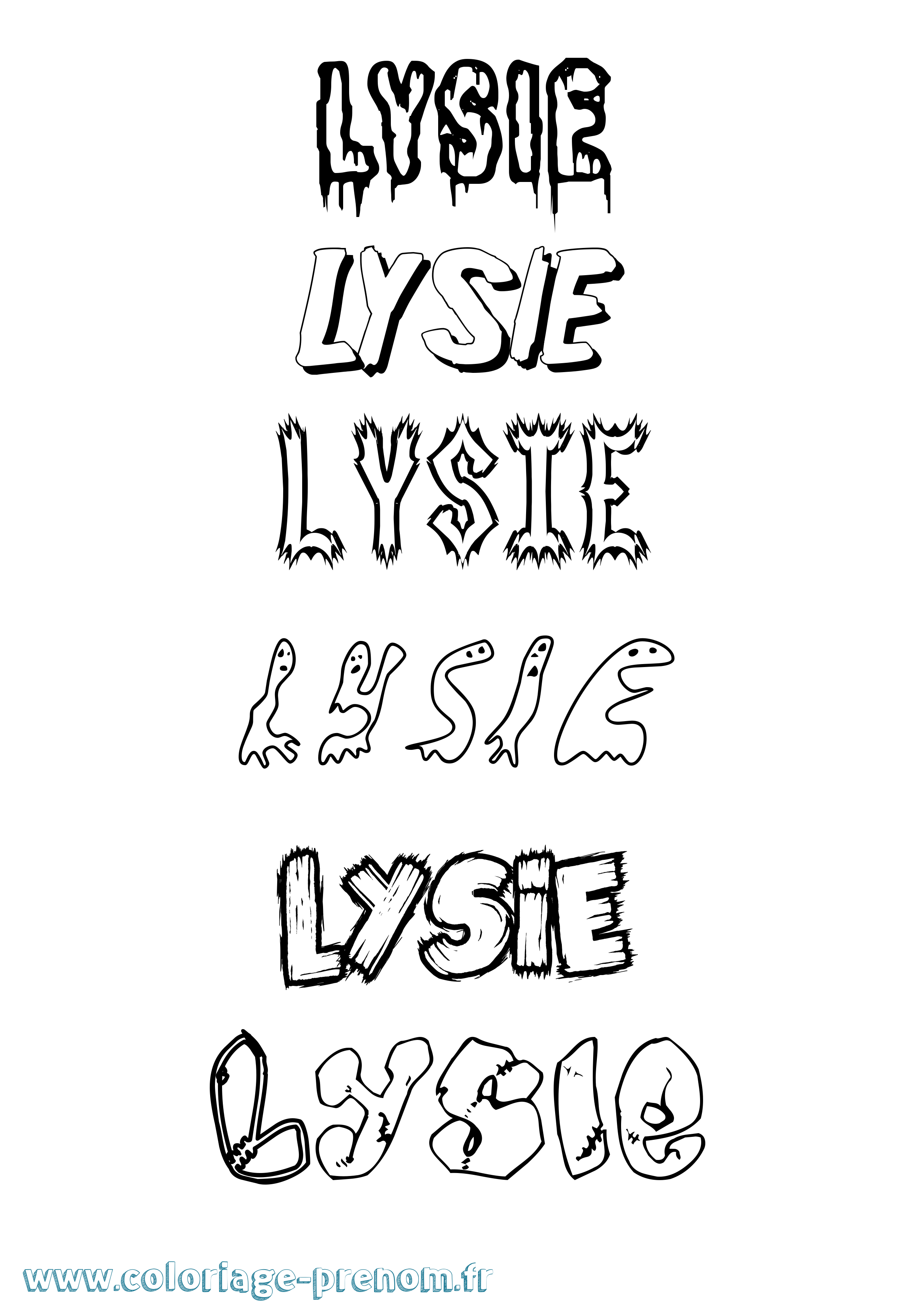 Coloriage prénom Lysie Frisson