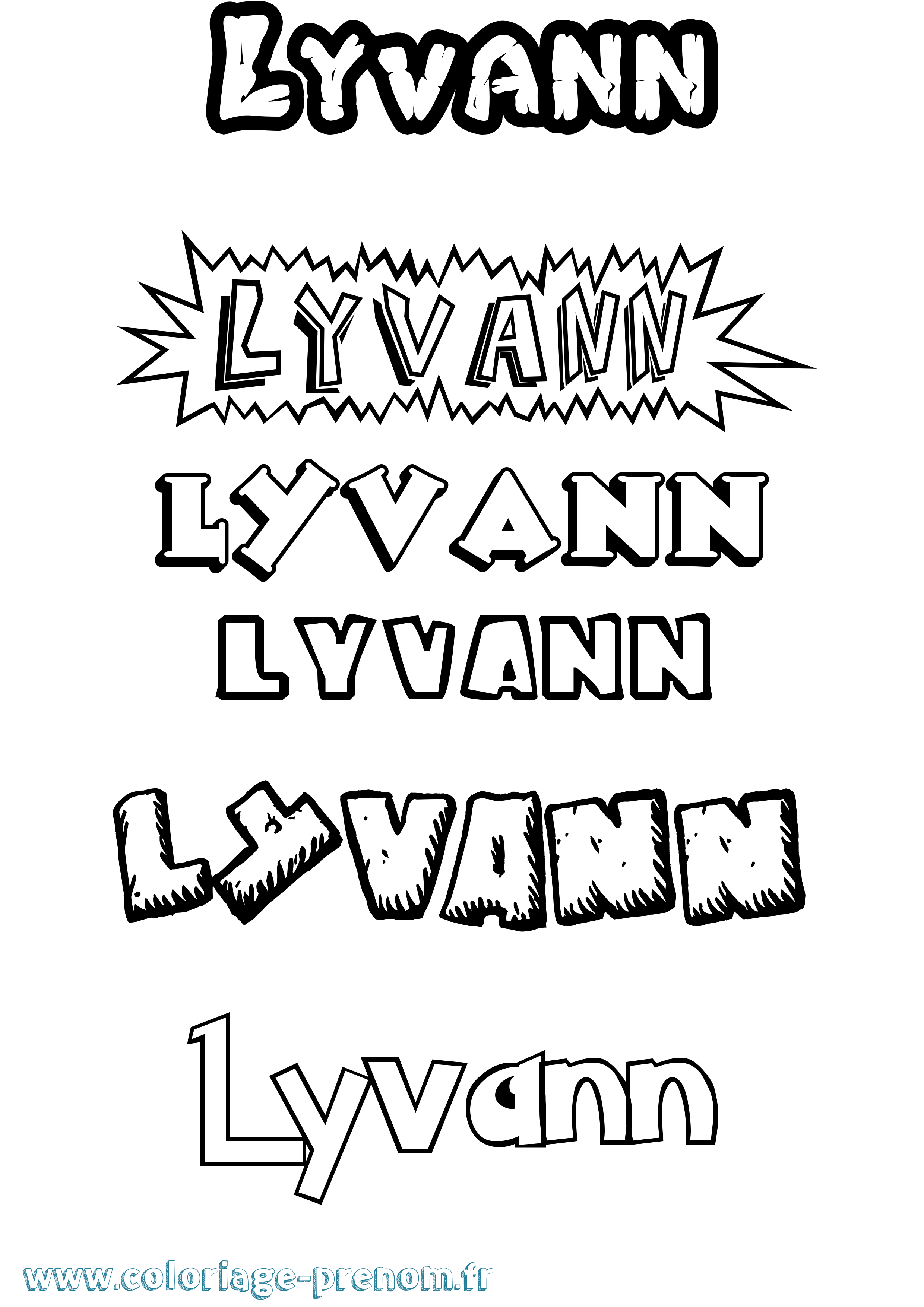 Coloriage prénom Lyvann Dessin Animé