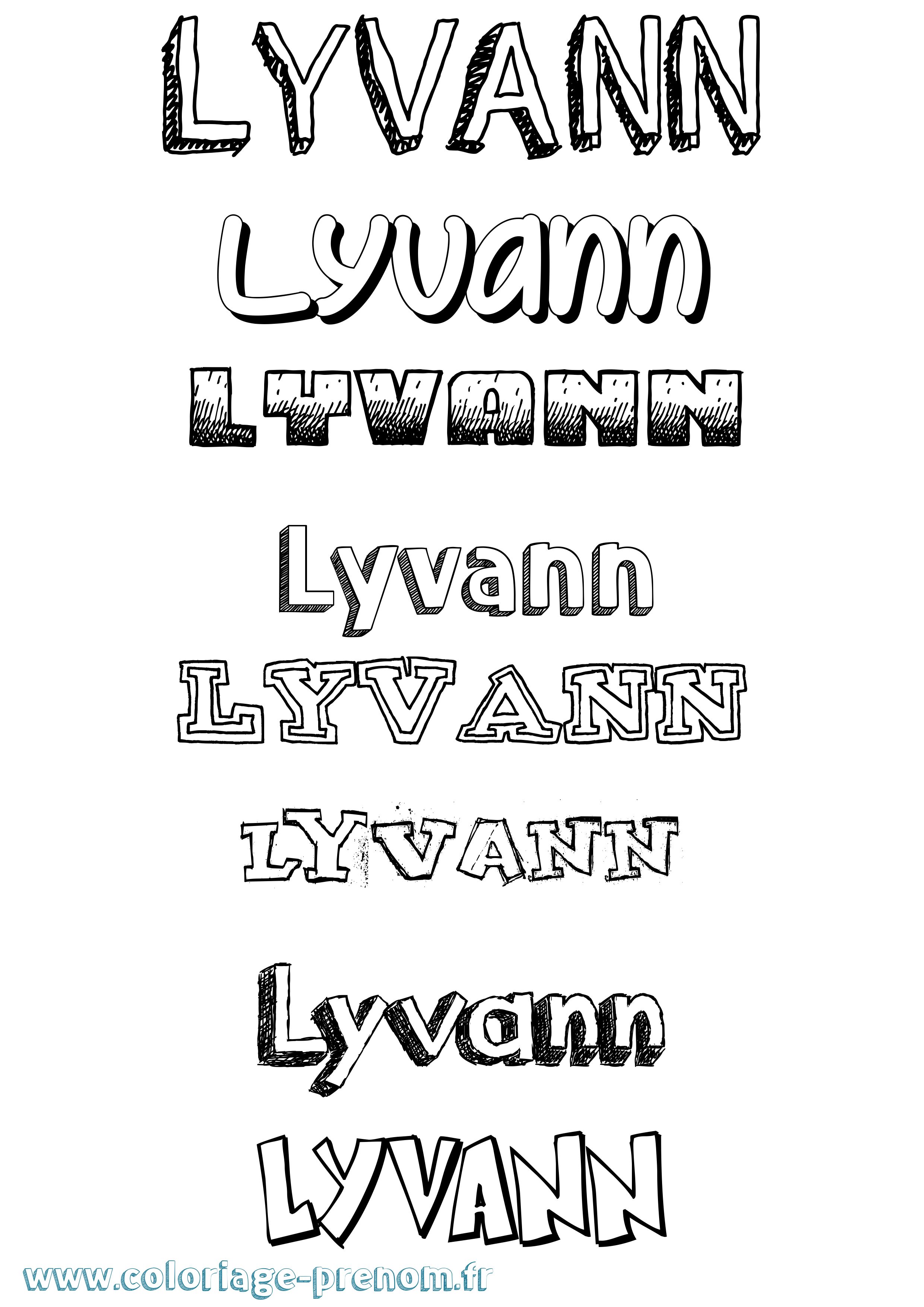 Coloriage prénom Lyvann Dessiné