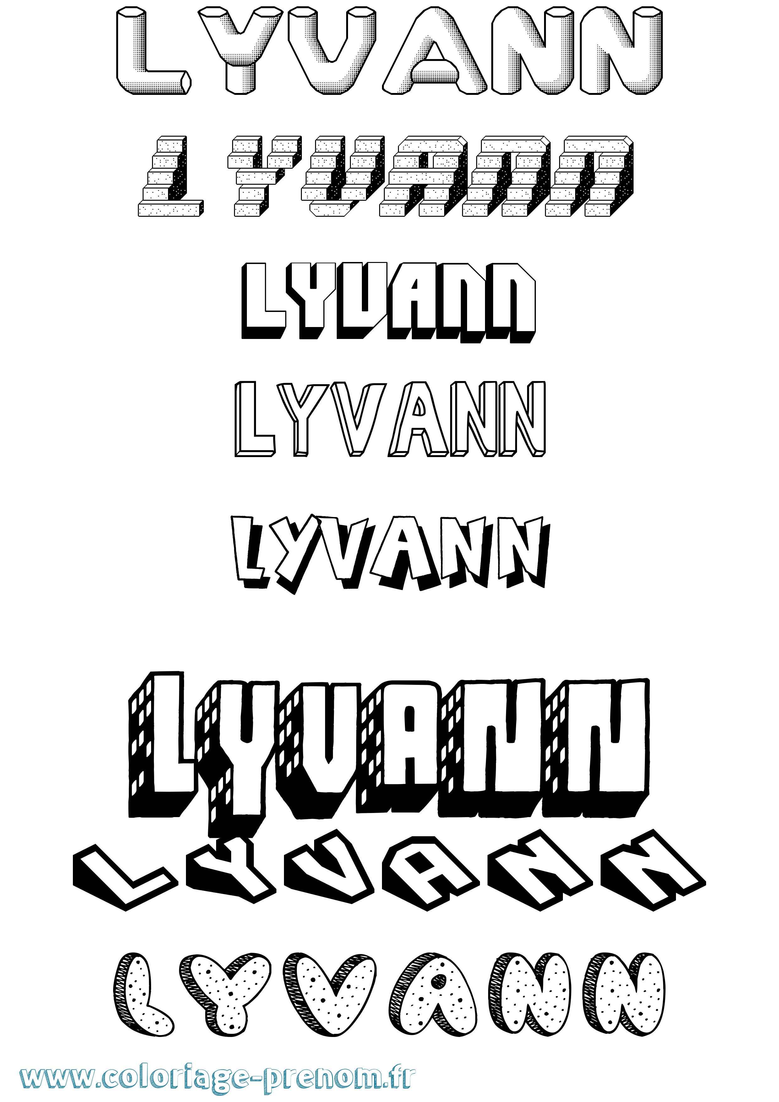 Coloriage prénom Lyvann Effet 3D