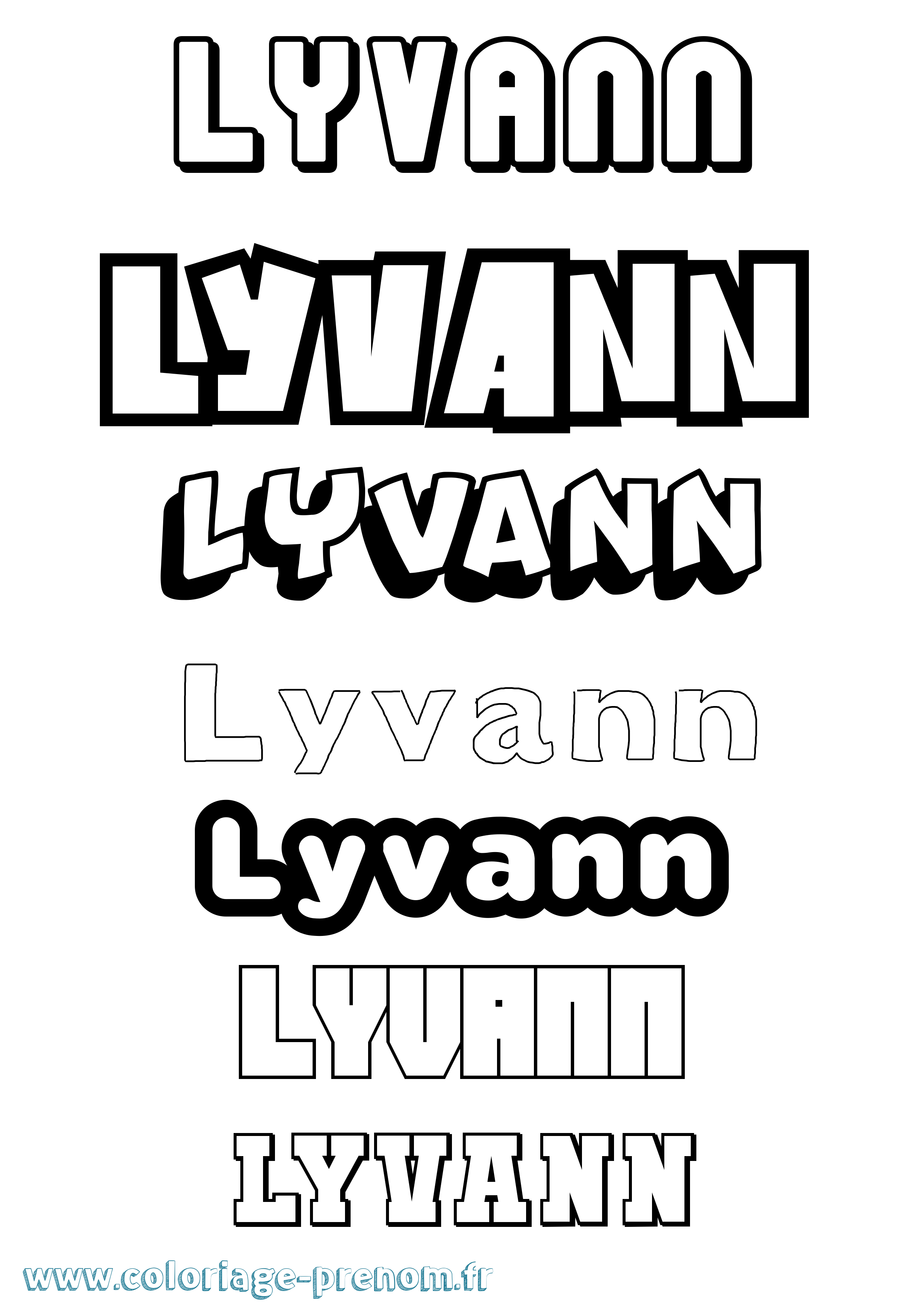 Coloriage prénom Lyvann Simple