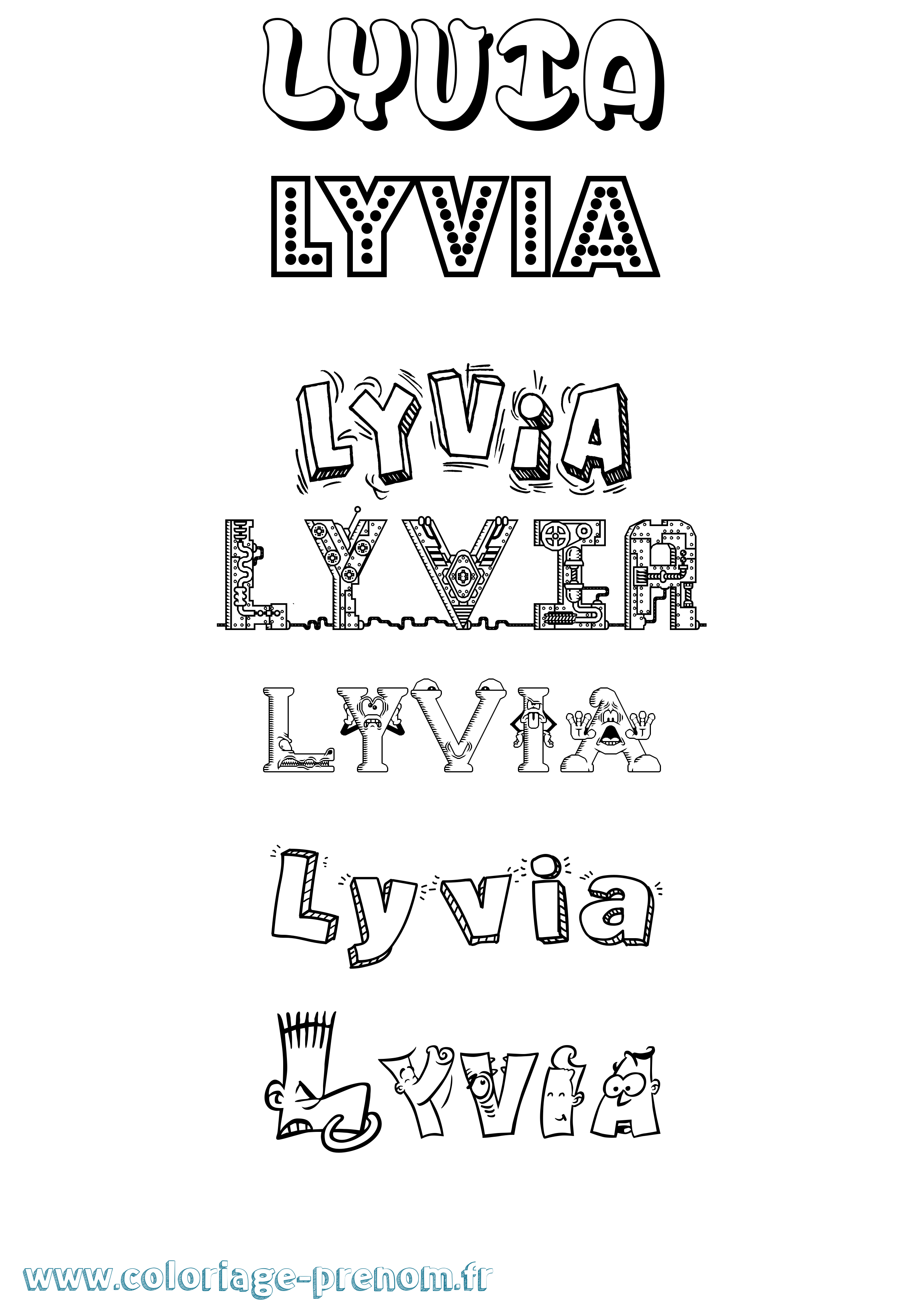 Coloriage prénom Lyvia Fun