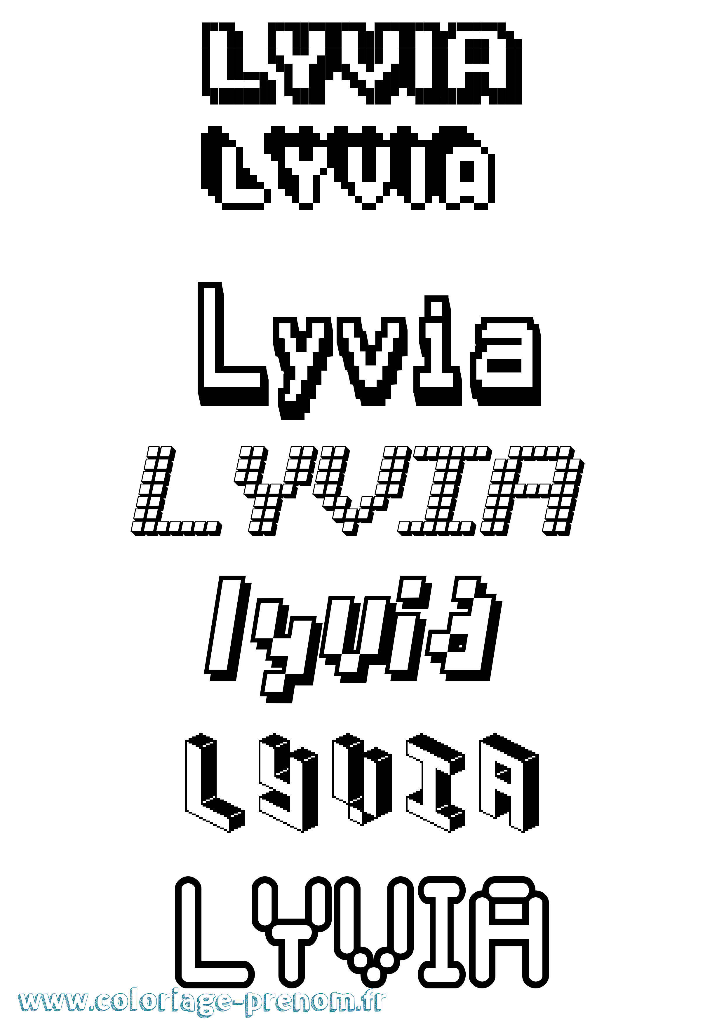 Coloriage prénom Lyvia Pixel