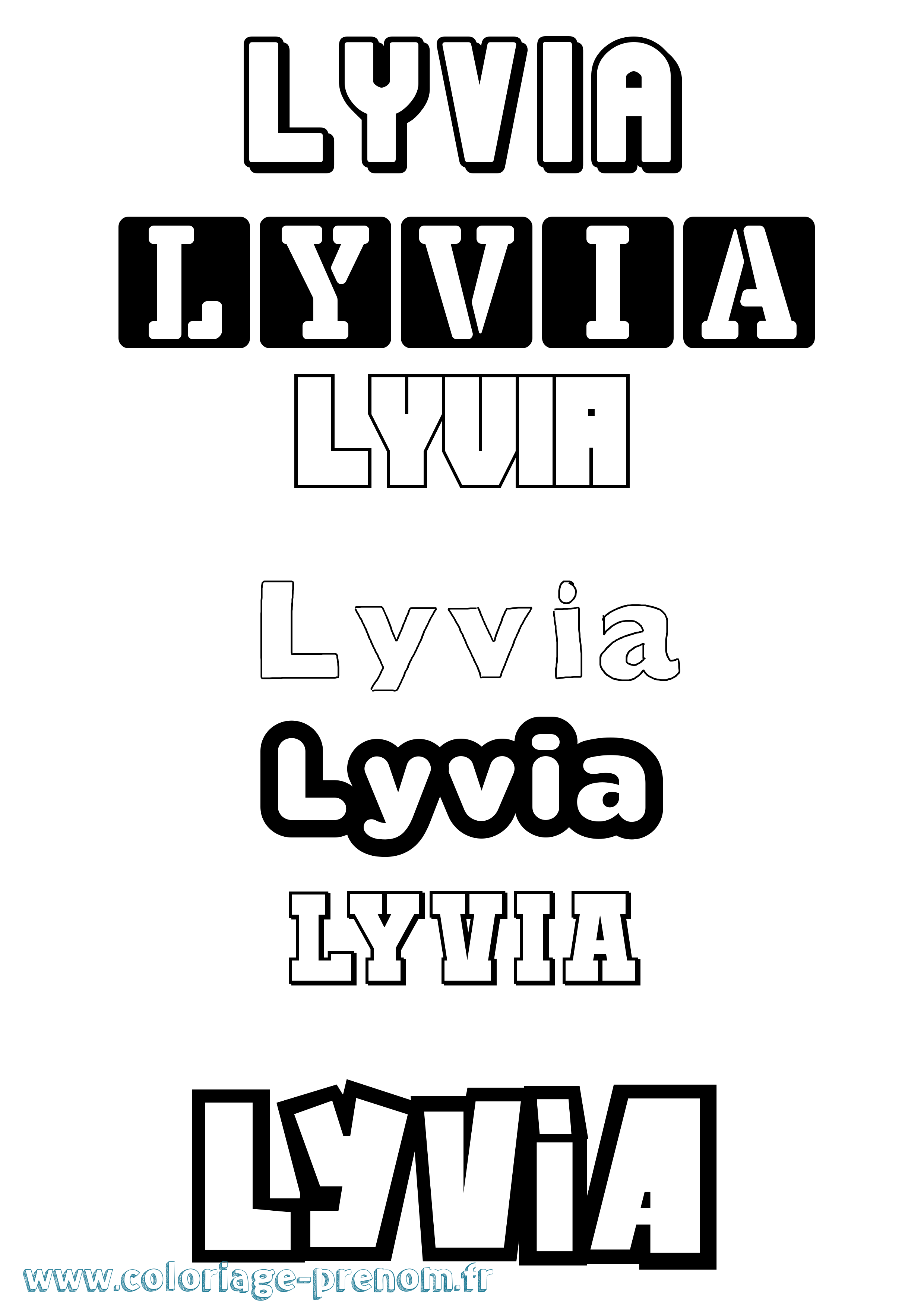 Coloriage prénom Lyvia Simple