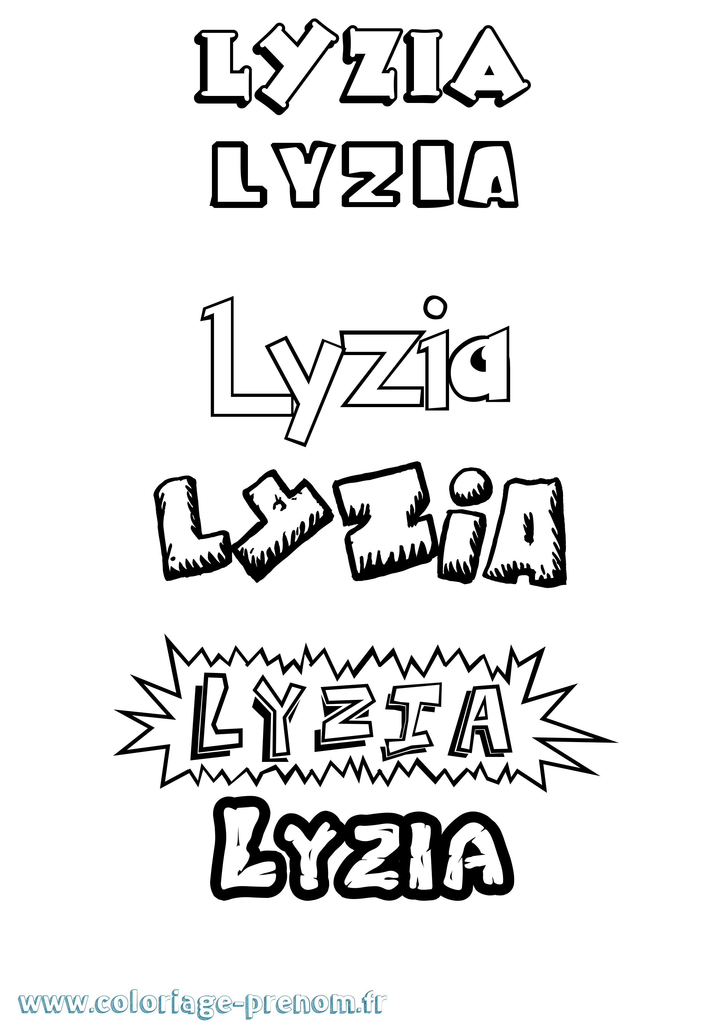 Coloriage prénom Lyzia Dessin Animé