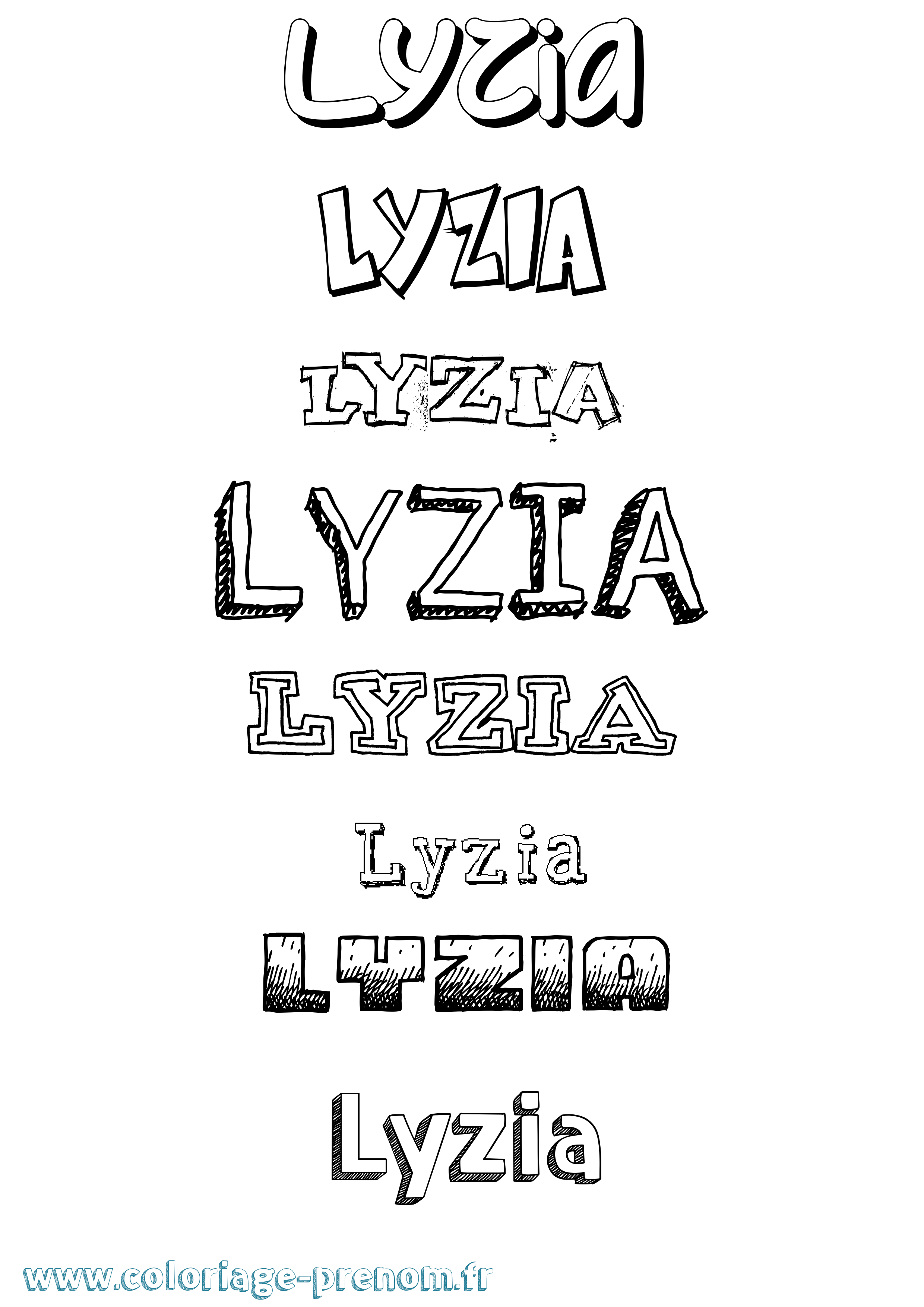 Coloriage prénom Lyzia Dessiné