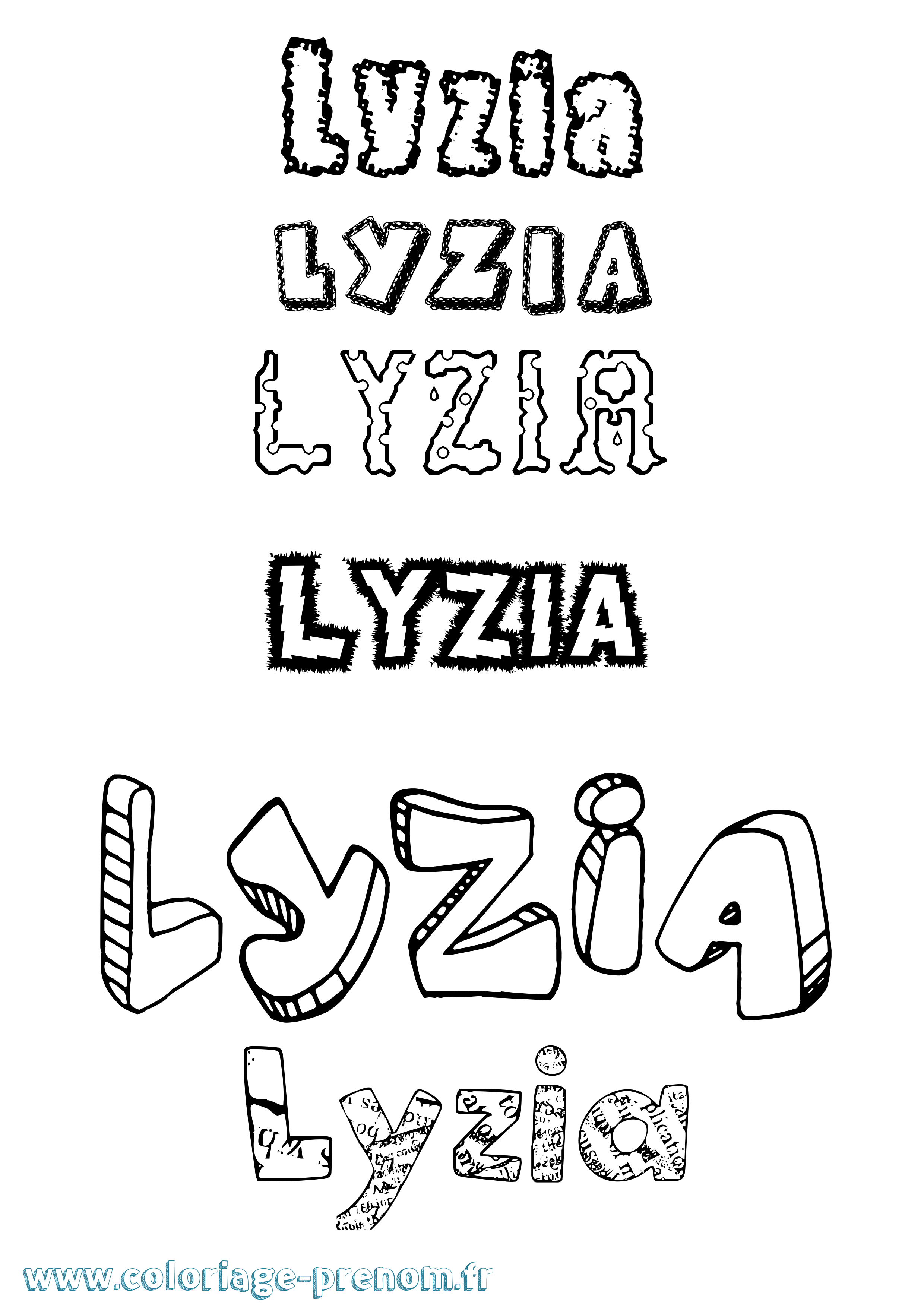 Coloriage prénom Lyzia Destructuré