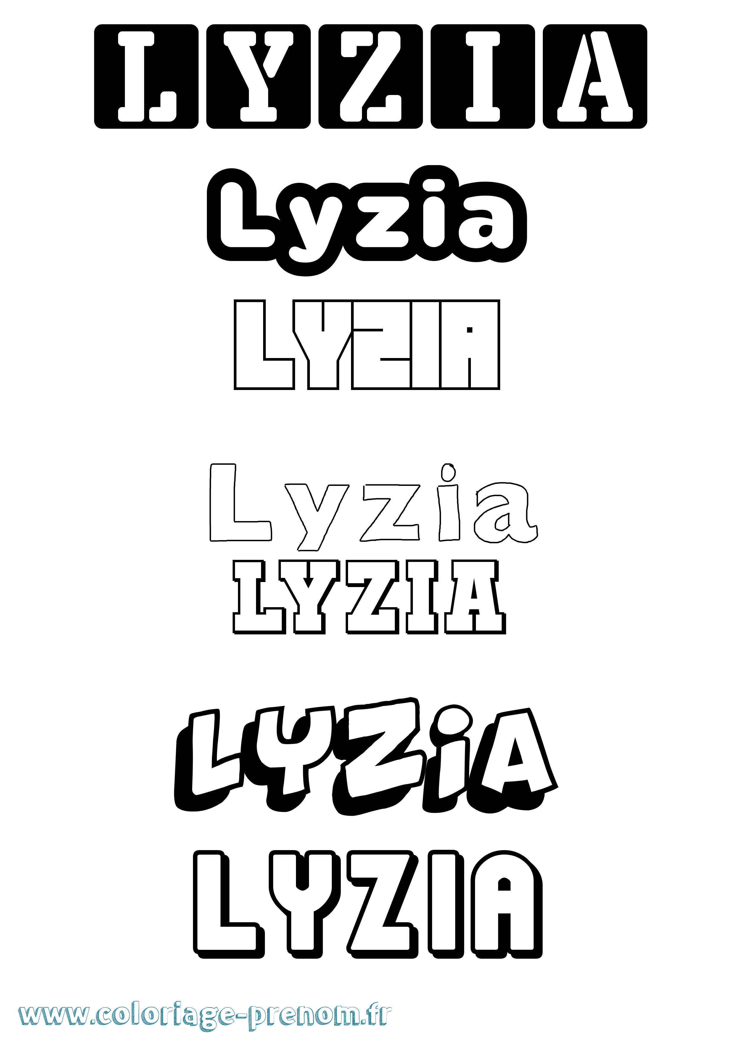 Coloriage prénom Lyzia Simple