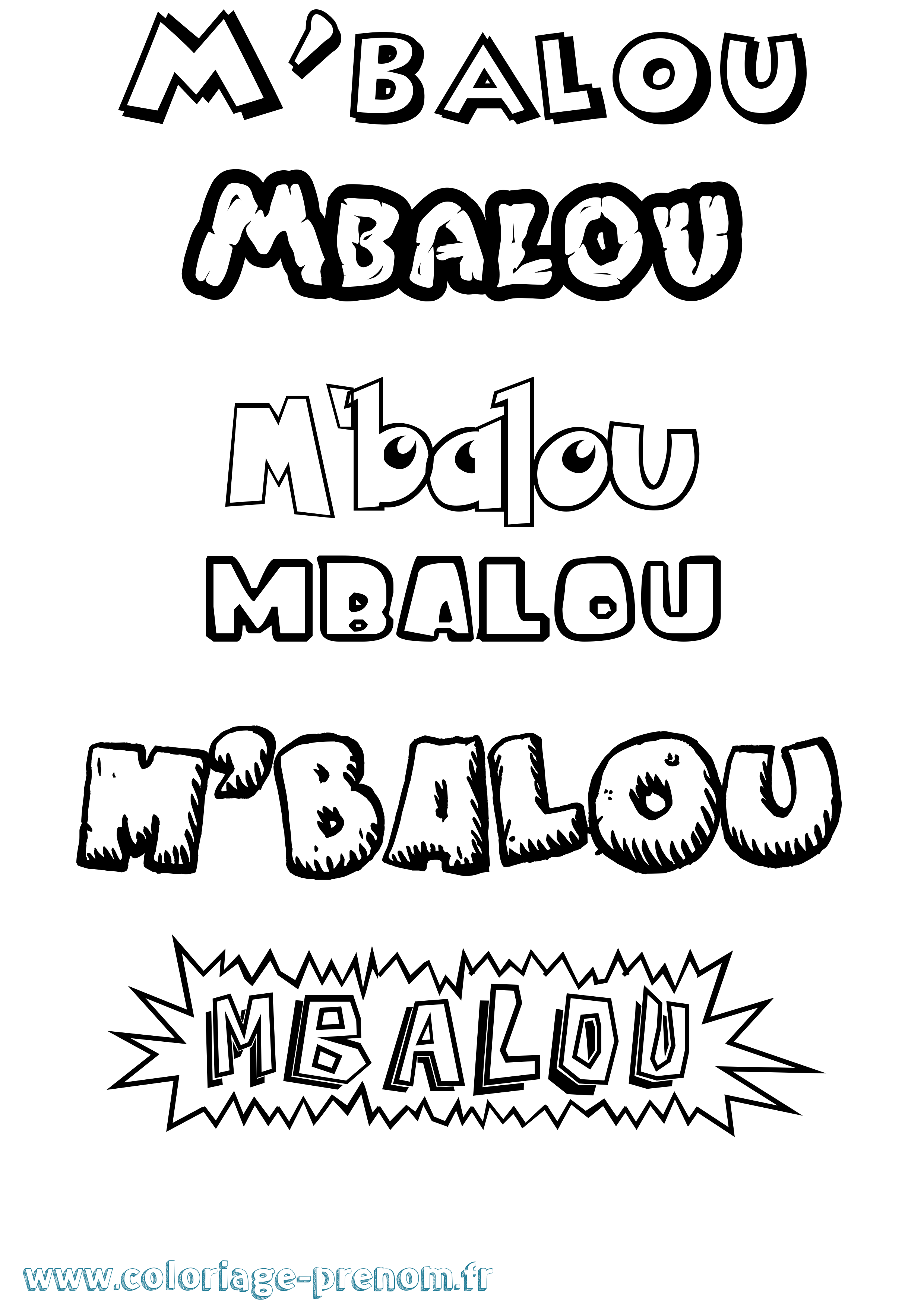 Coloriage prénom M'Balou Dessin Animé
