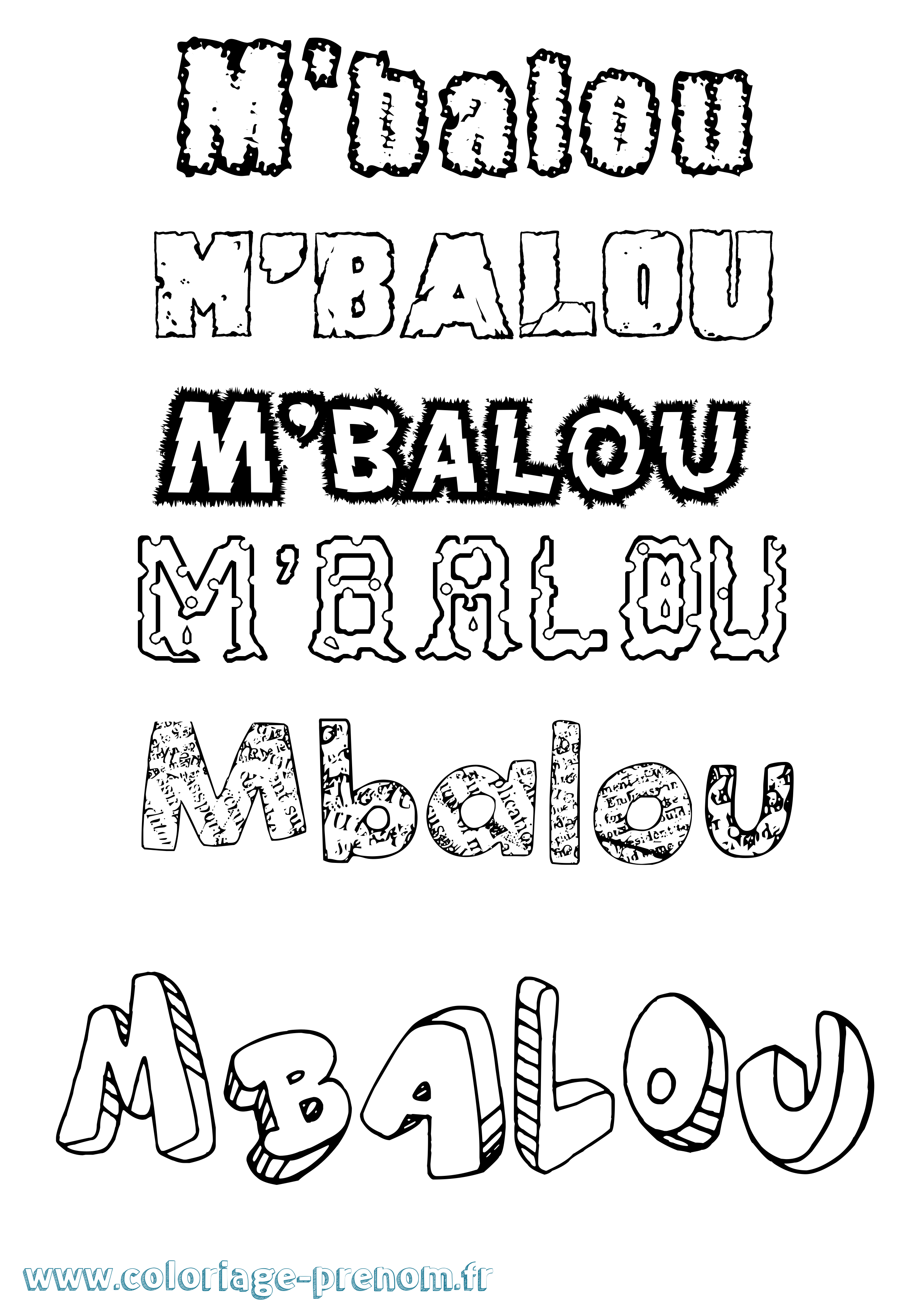Coloriage prénom M'Balou Destructuré