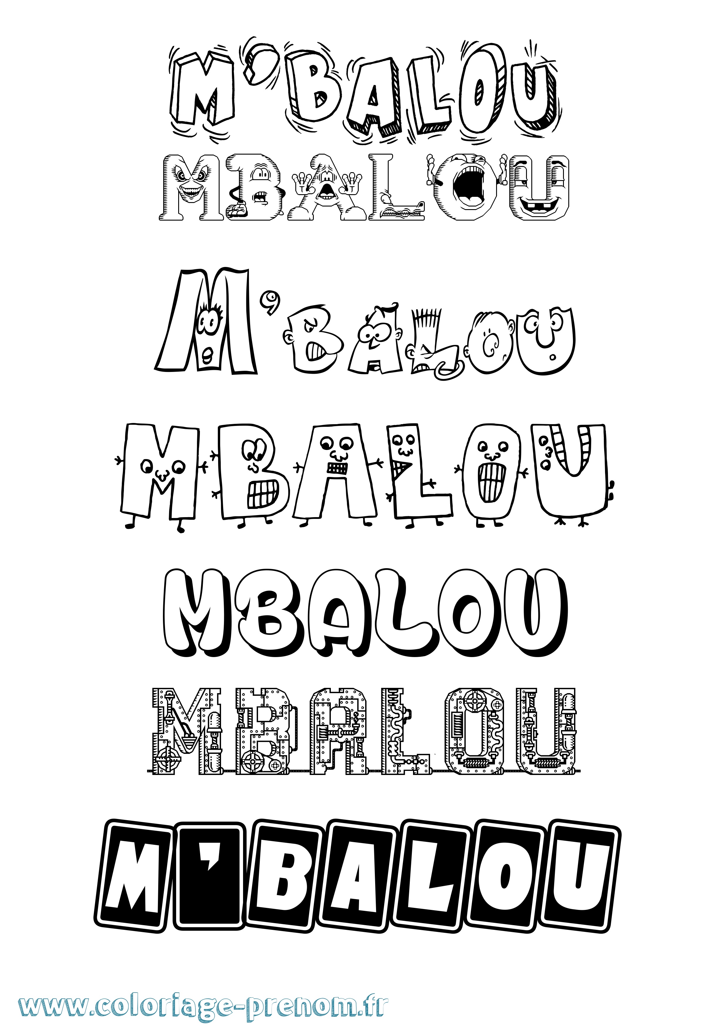 Coloriage prénom M'Balou Fun
