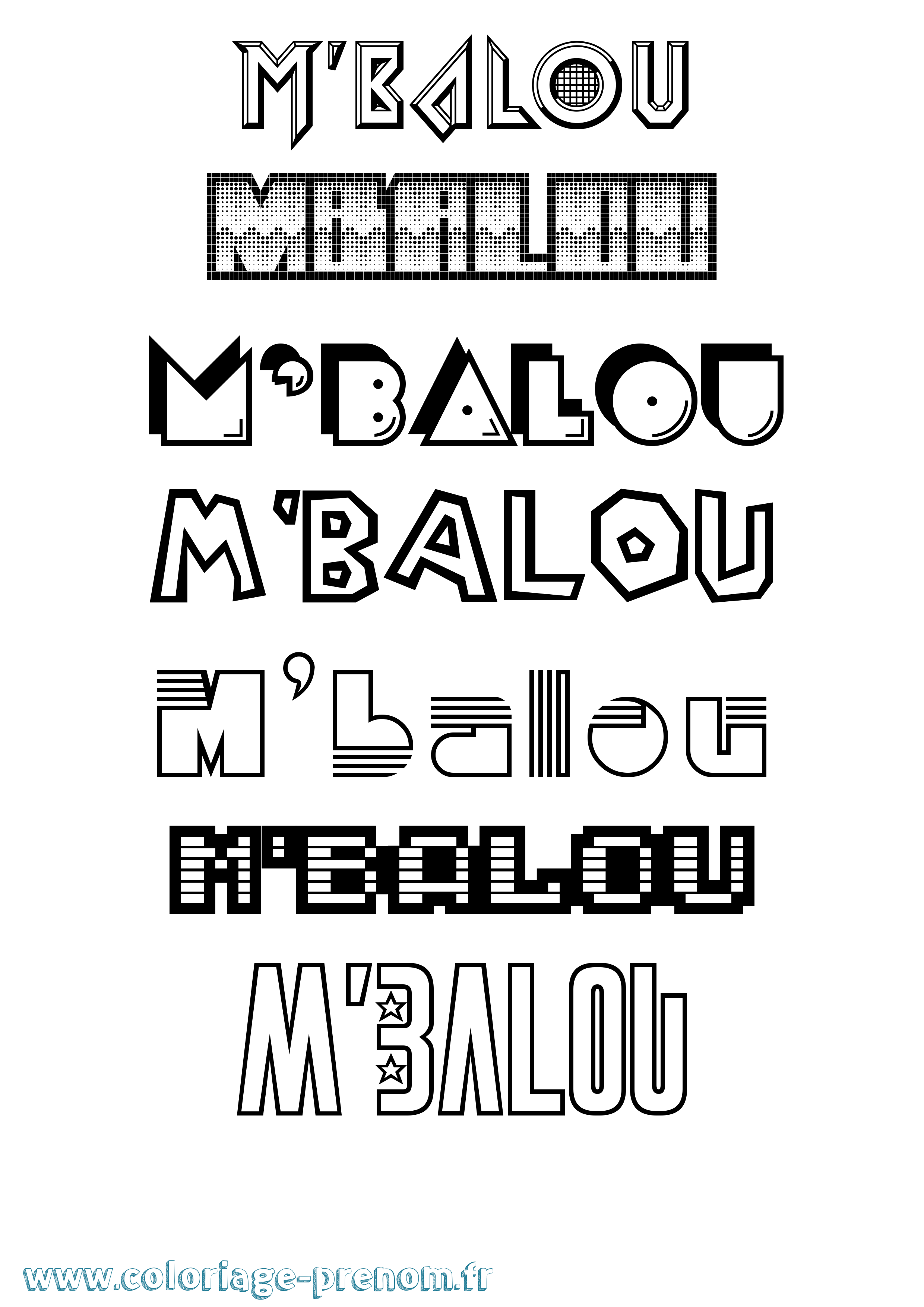 Coloriage prénom M'Balou Jeux Vidéos