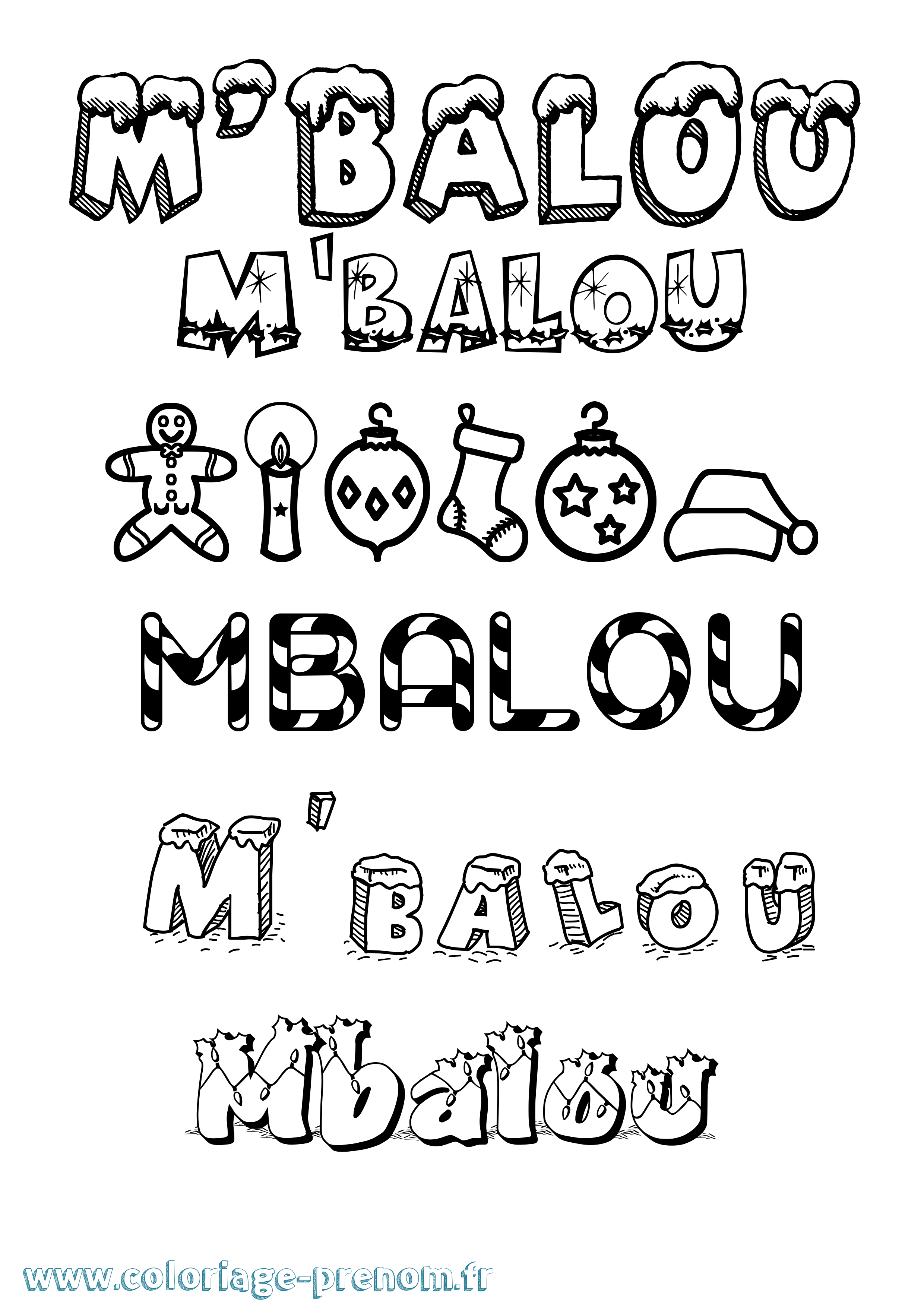 Coloriage prénom M'Balou Noël