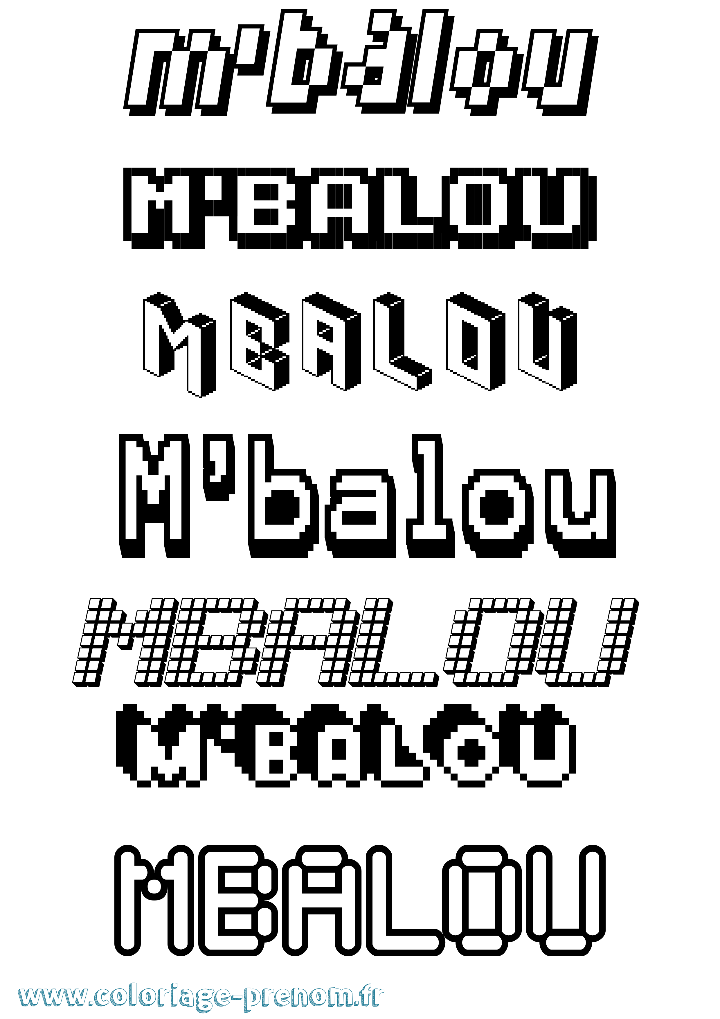 Coloriage prénom M'Balou Pixel