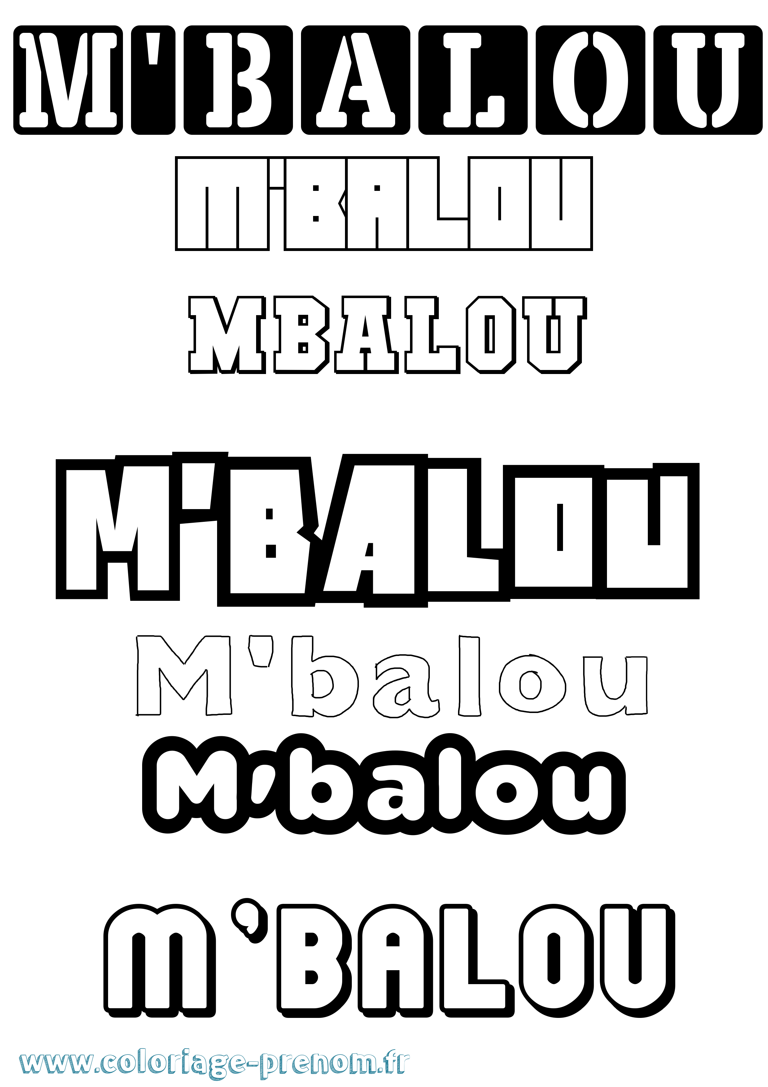 Coloriage prénom M'Balou Simple